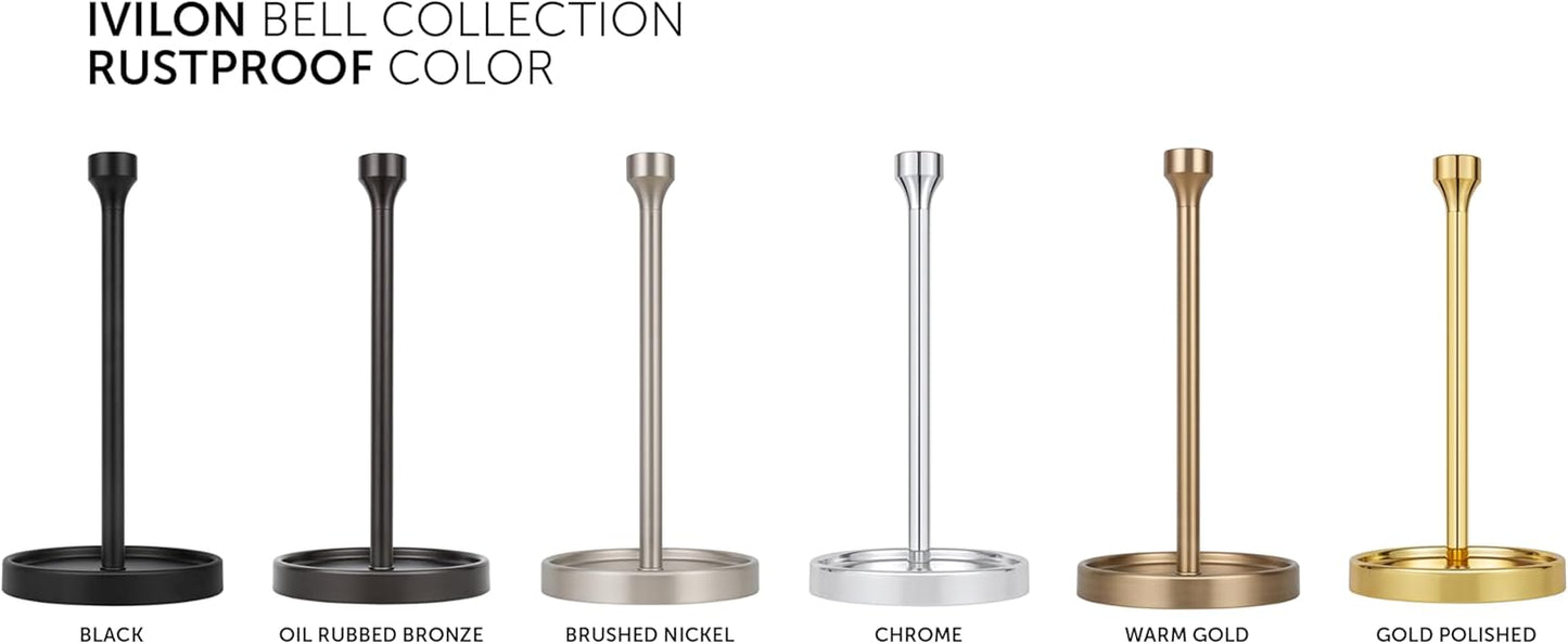 Ivilon Countertop Paper Towel Holder - Modern Bell End Minimalist Design - Color Brushed Nickel