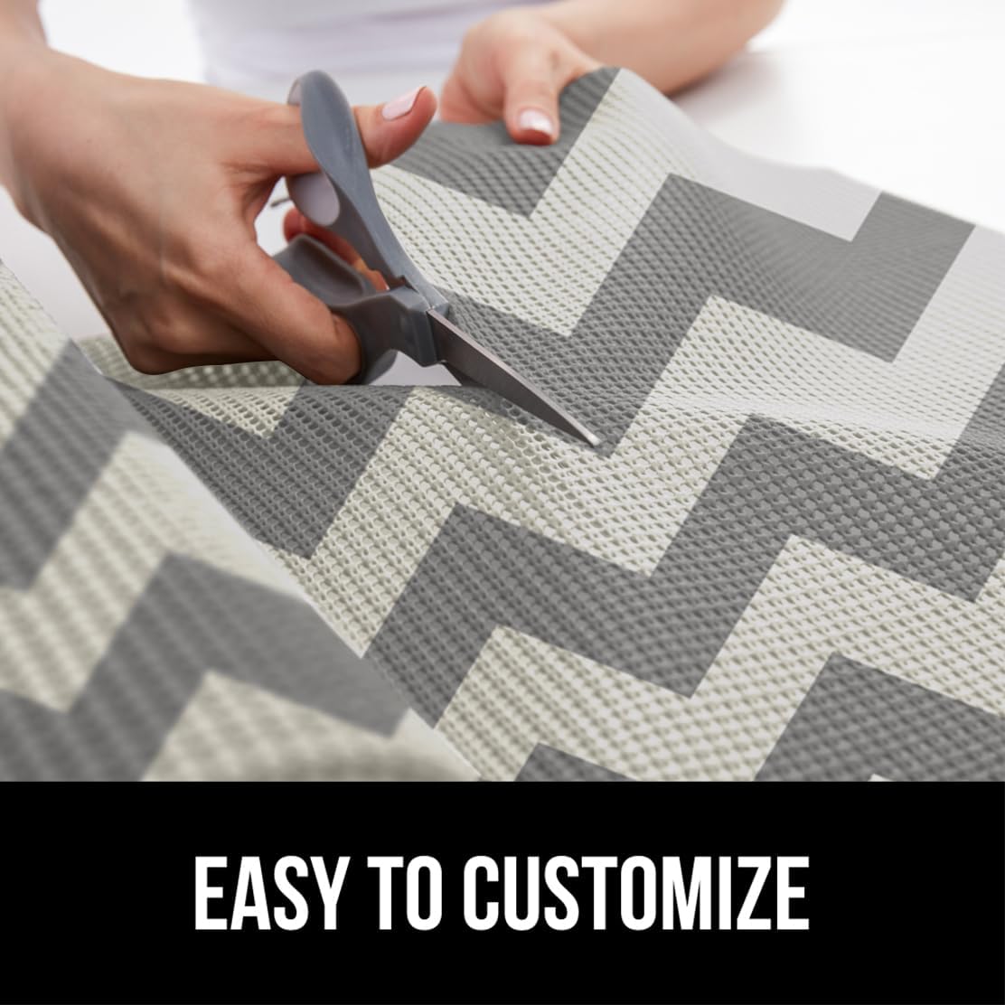 GORILLA GRIP powerGRIP Drawer Shelf and Cabinet Liner, Thick Strong Hold, Non-Adhesive Liners Protect Kitchen Cabinets and Cupboard, Bathroom Drawers, Easy Install, Breathable Mat, 20" x30', Chevron