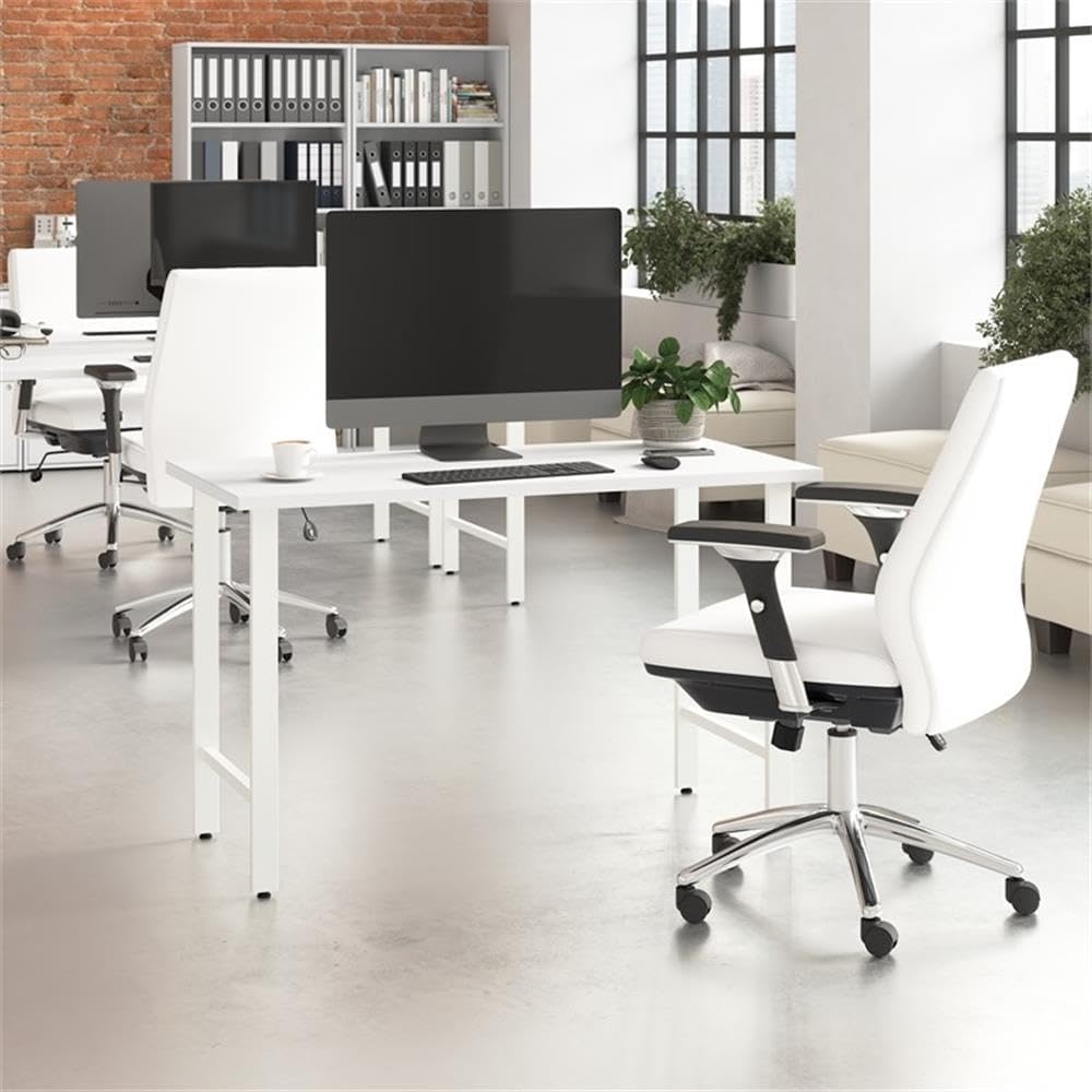 Bush Business Furniture Hustle 48W x 24D Computer Desk with Metal Legs in White, Modular Office Table for Home and Professional Workspace