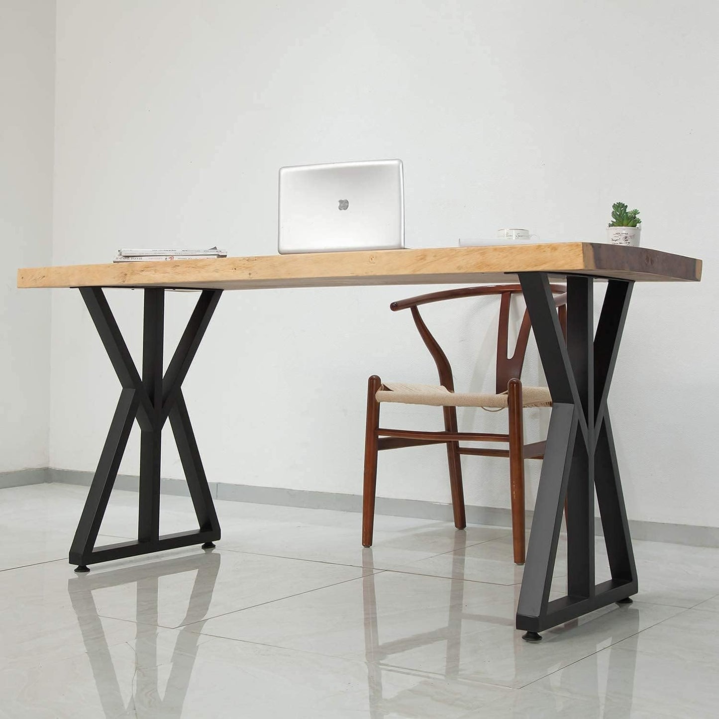 SSS Furniture 2 Pcs Industrial Metal Furniture Legs (H28 x W20) Rustic Decory Triangular Coffee Table Legs, Heavy Duty Metal Desk Legs, Dining Table Legs, DIY Cast Iron Bench Legs,Black