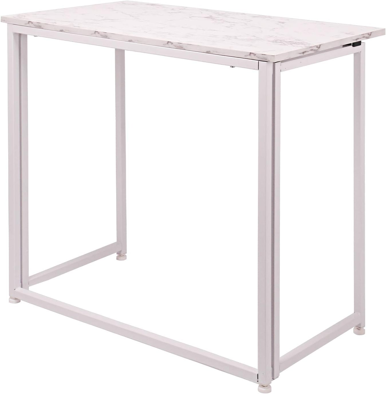 Leopard Outdoor Products Folding Computer Desk for Small Spaces, Space-Saving Home Office, Foldable Laptop Table, Writing Desk, Compact Study Reading Table (Marble White)