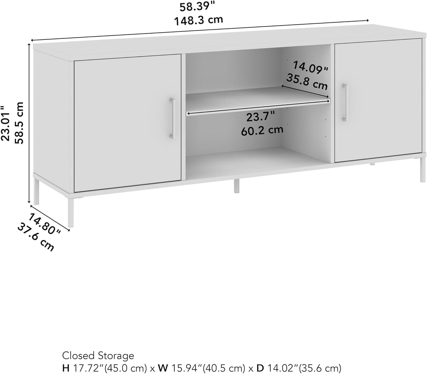 Bush Furniture Essence 58W TV Stand | Large Media Console Cabinet with Storage and Shelves for Living Room, Bedroom, Home or Entryway