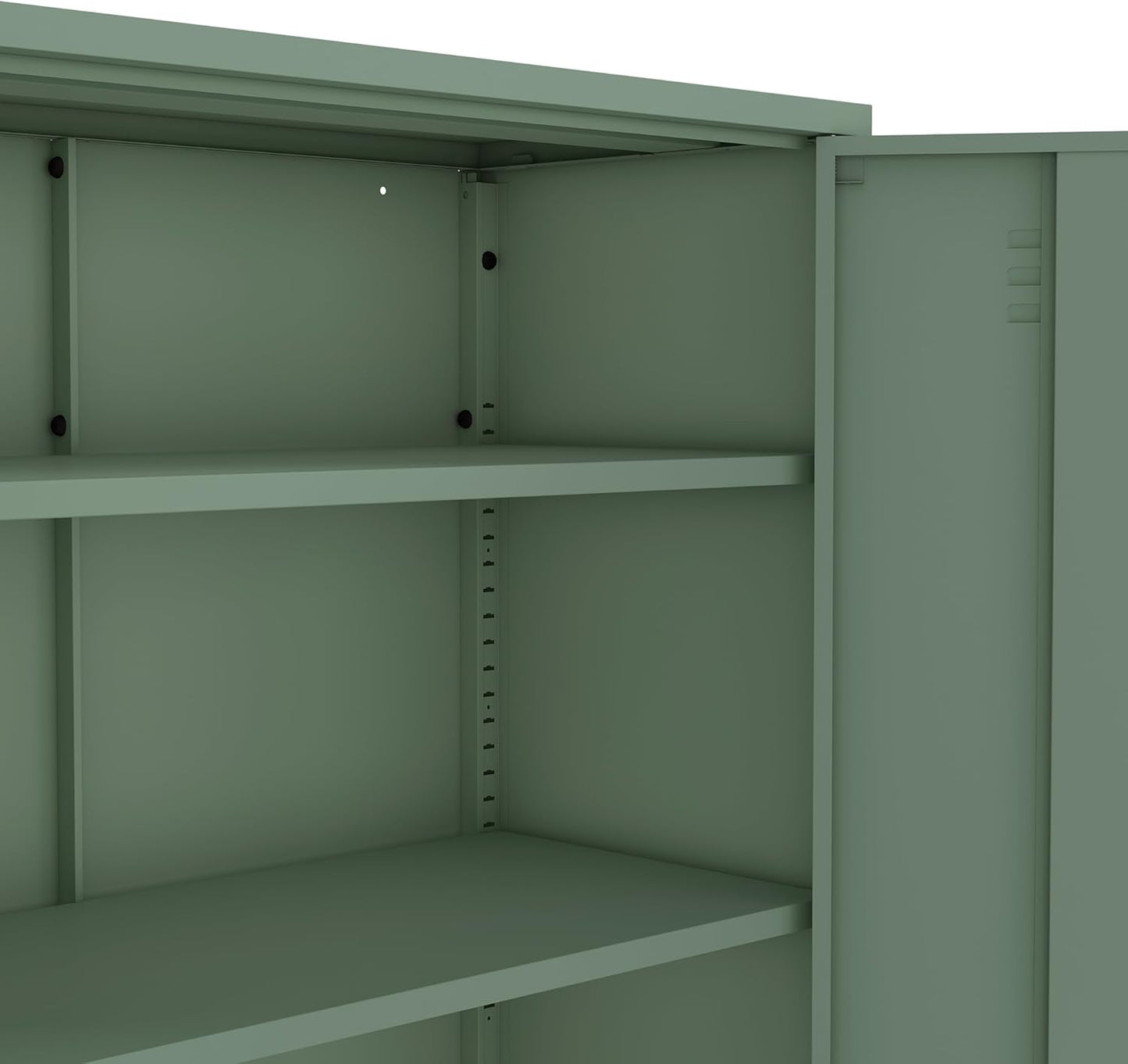 Manhattan Comfort Naomi Modern Metal Accent Cabinet, Minimalist Storage Cabinet with Doors & Adjustable Shelves, Vented Doors, Sturdy Steel Build, Versatile & Multi-Purpose Home Furniture, Green