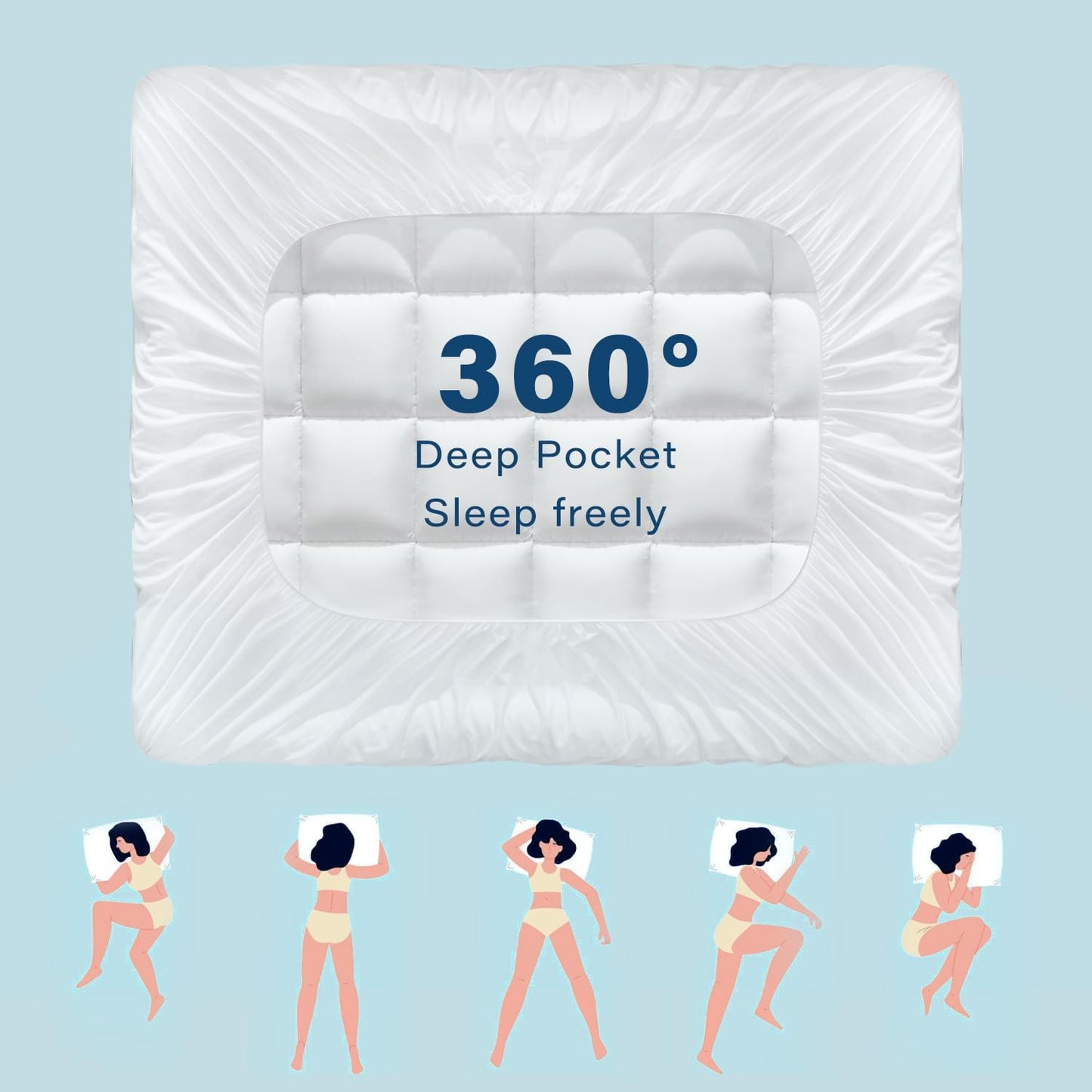 Anluoer Full Memory Foam Mattress Topper, Pillow Top Mattress Topper for Back Pain, Extra Thick Breathable Mattress Pad with 8-21" Deep Pocket, 54x75 Inches, Cream