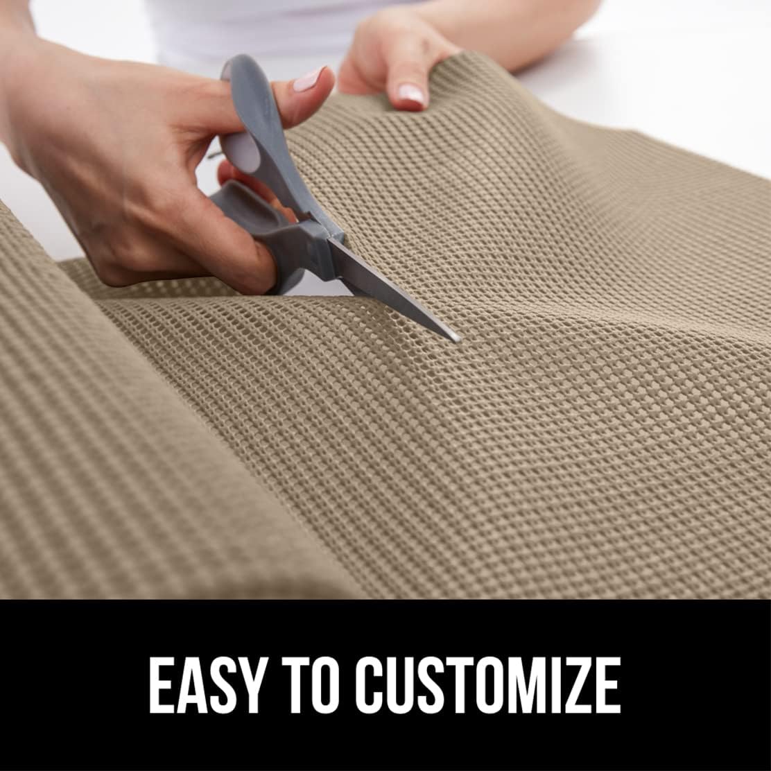 GORILLA GRIP powerGRIP Drawer Shelf and Cabinet Liner, Thick Strong Hold, Non-Adhesive Liners Protect Kitchen Cabinets and Cupboard, Bathroom Drawers, Easy Install, Breathable Mat, 24" x20', Beige