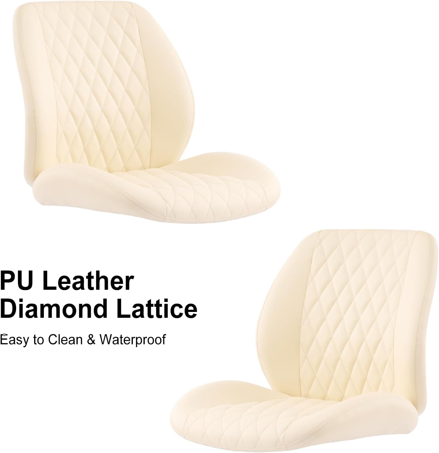 YFO Home Office Desk Chair Office Rubber Casters Ergonomic Computer Chair with Lumbar Support Adjustable Height Rolling Swivel Executive Task Armrests Chair, Cream Leather