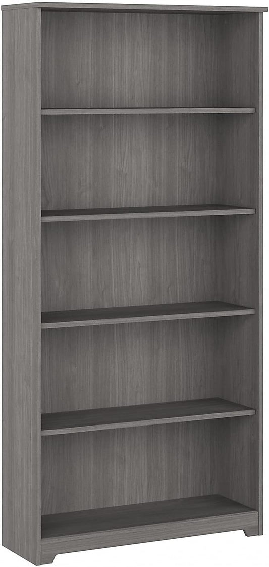 Bush Furniture Cabot Tall 5 Shelf Bookcase | Large Open Bookshelf in Modern Gray | Sturdy Display Cabinet for Library, Living Room, and Home Office