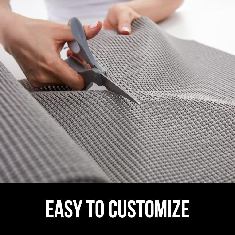 GORILLA GRIP powerGRIP Drawer Shelf and Cabinet Liner, Thick Strong Hold, Non-Adhesive Liners Protect Kitchen Cabinets and Cupboard, Bathroom Drawers, Easy Install, Breathable Mat, 20" x20', Gray