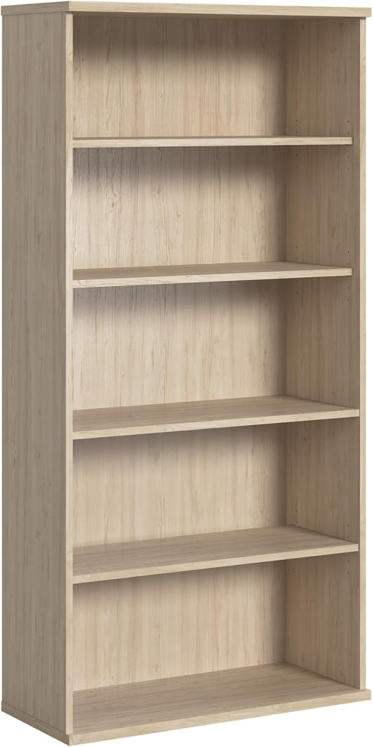 Bush Business Furniture Studio C Tall 5 Shelf Bookcase in Natural Elm, Large Bookshelf for Home or Professional Office