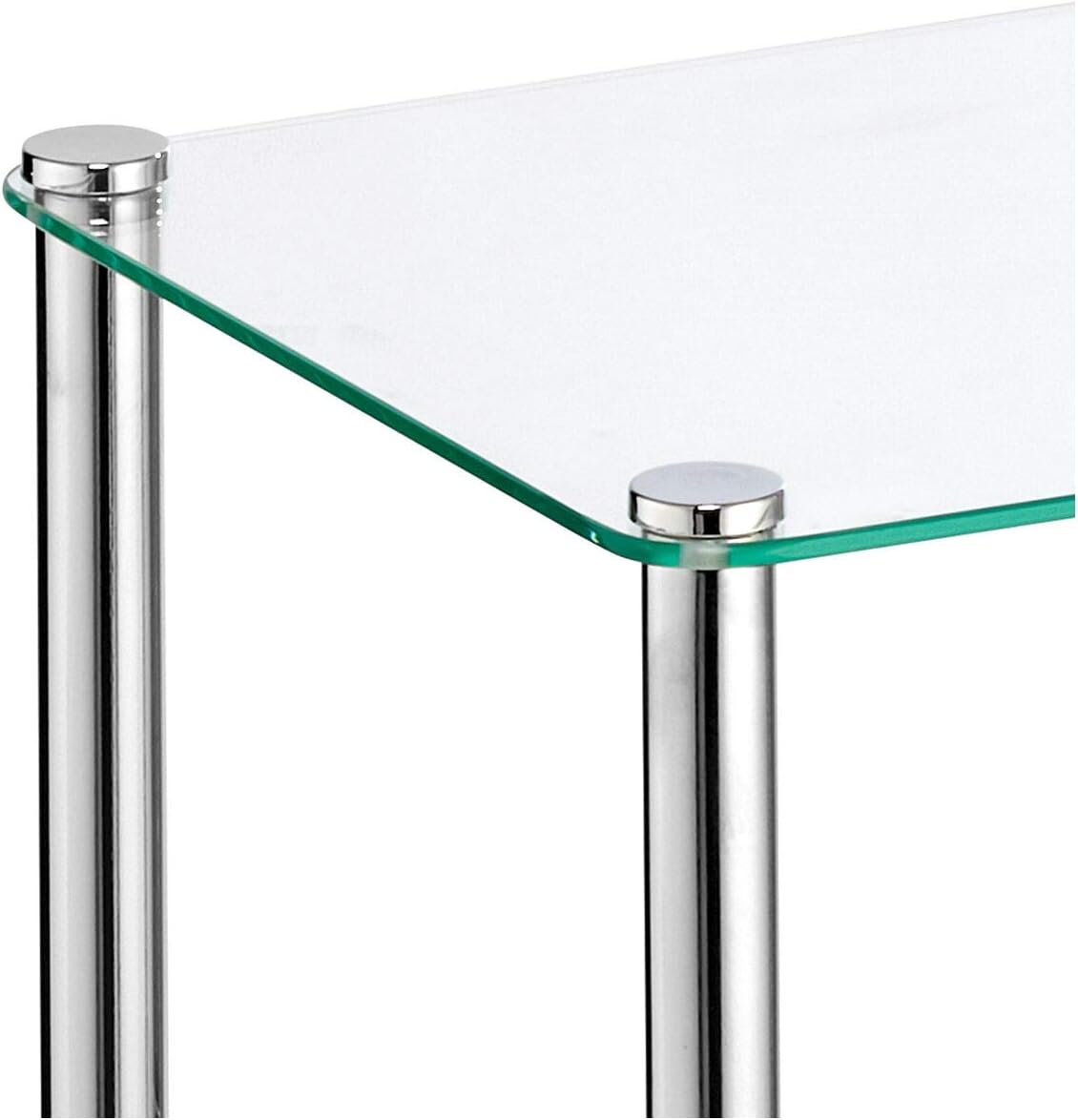 mDesign Metal/Glass 3-Tier Storage Tower, Narrow Shelving Display Unit, Open Glass Shelves; Multi-Use Stand for Living Room, Bathroom, Home Office, Hallway, Bedroom Organization - Chrome/Clear