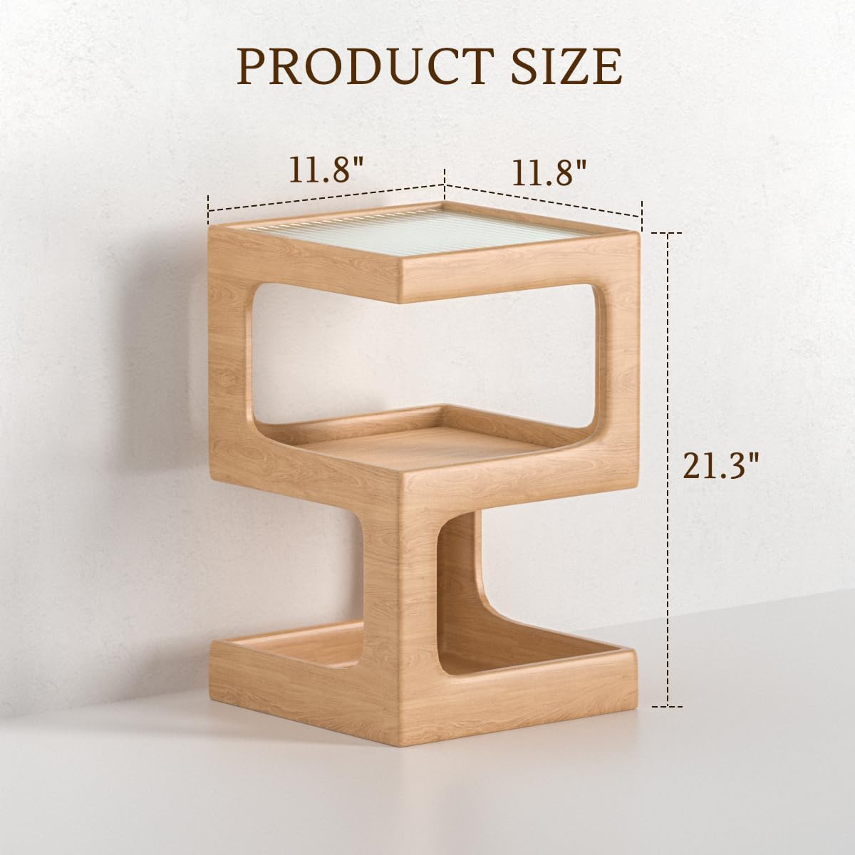 HOMEMORE Solid Wood Side Table Modern end Table Modern Nightstand No Assembly Required Accent Table for Living Room,Bedroom Log Color