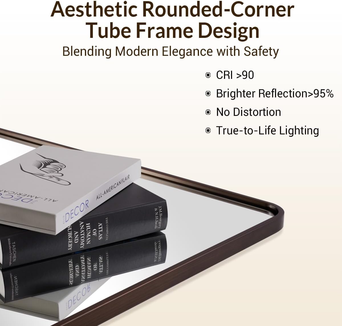 ANDY STAR Bronze Bathroom Mirror, 30x36 Inch Oil Rubbed Bronze Mirror, Bronze Mirrors for Wall, Bronze Vanity Mirror Metal Framed, Iron Tube, 1’’ Deep, Wall-Mounted Horizontally/Vertically