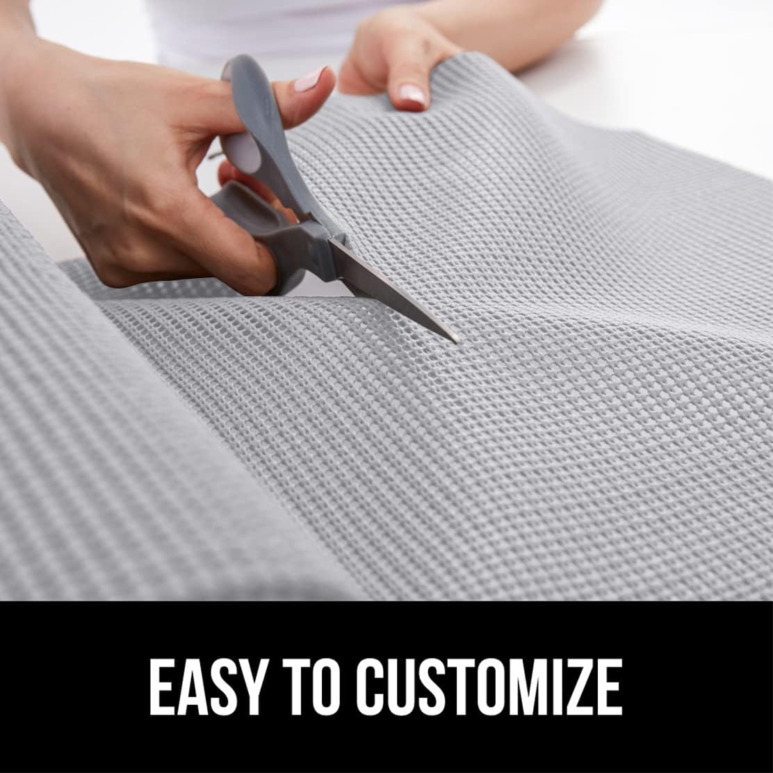 GORILLA GRIP powerGRIP Drawer Shelf and Cabinet Liner, Thick Strong Hold, Non-Adhesive Liners Protect Kitchen Cabinets and Cupboard, Bathroom Drawers, Easy Install, Breathable Mat, 24" x20' Light Gray