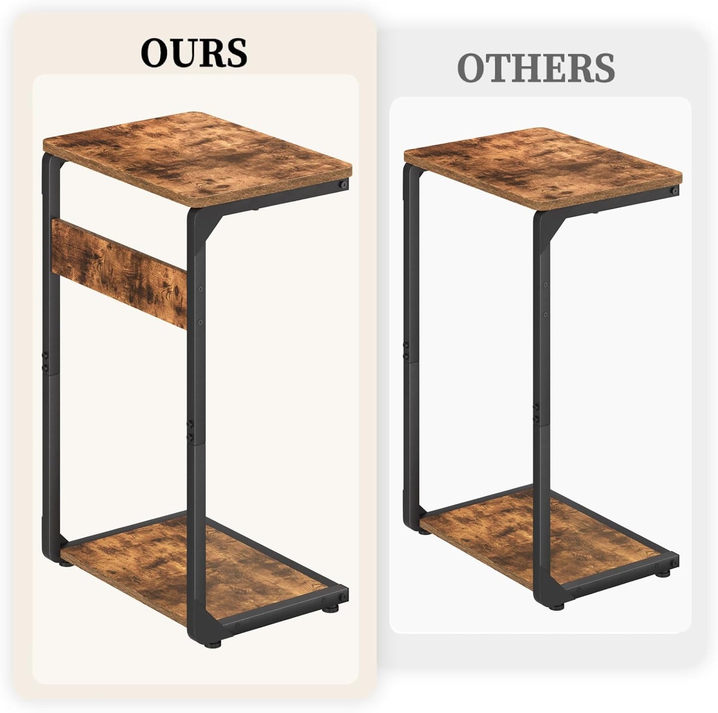 C-Shaped End Tables, Small Side Table for Couch, Sofa TV Tray Table for Living Room, Bedroom, Bedside ET-YB-BRW1