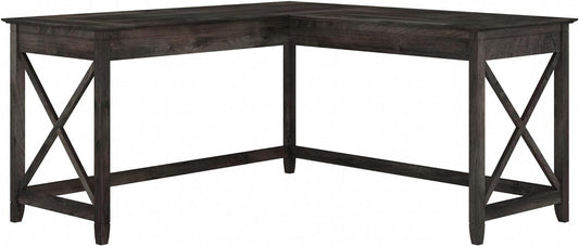 Bush Furniture Key West L Shaped Desk, 60-inch Modern Farmhouse Writing Desk for Home Office