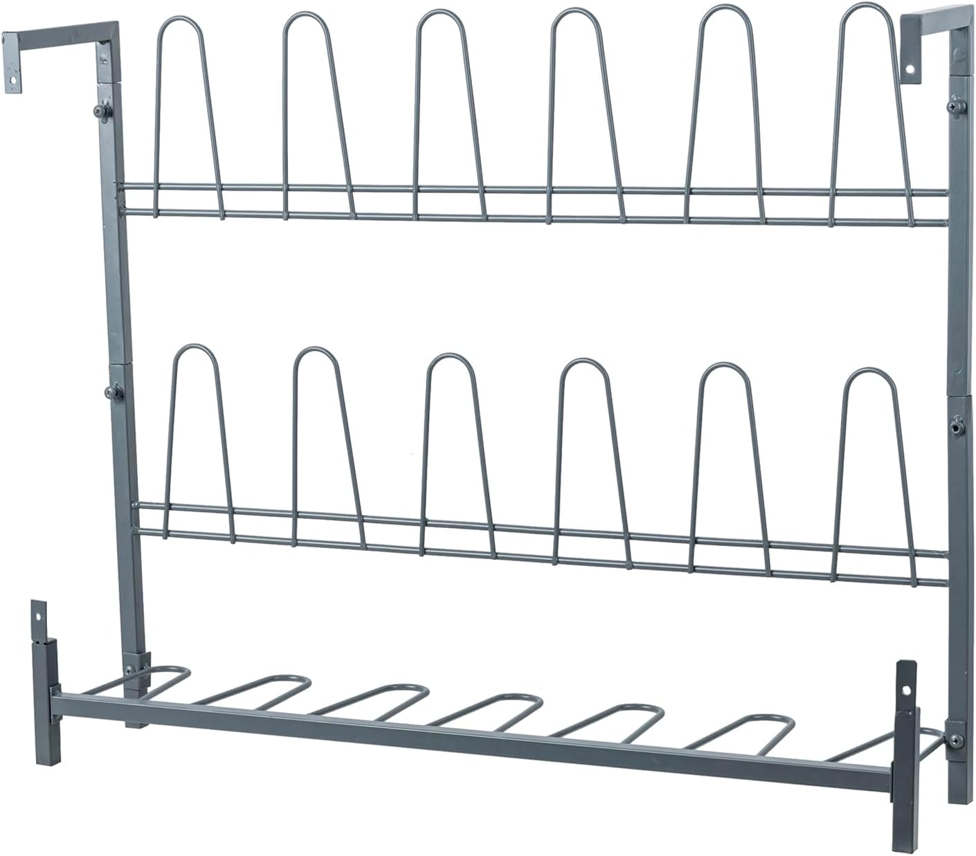 MyGift Premium Urban Gray Metal Hanging Shoe Rack for Walk in Closet, Mudroom and Entryway, Wall Mounted Space Saving Organizer for Shoes and Boots, Holds 9 Pairs