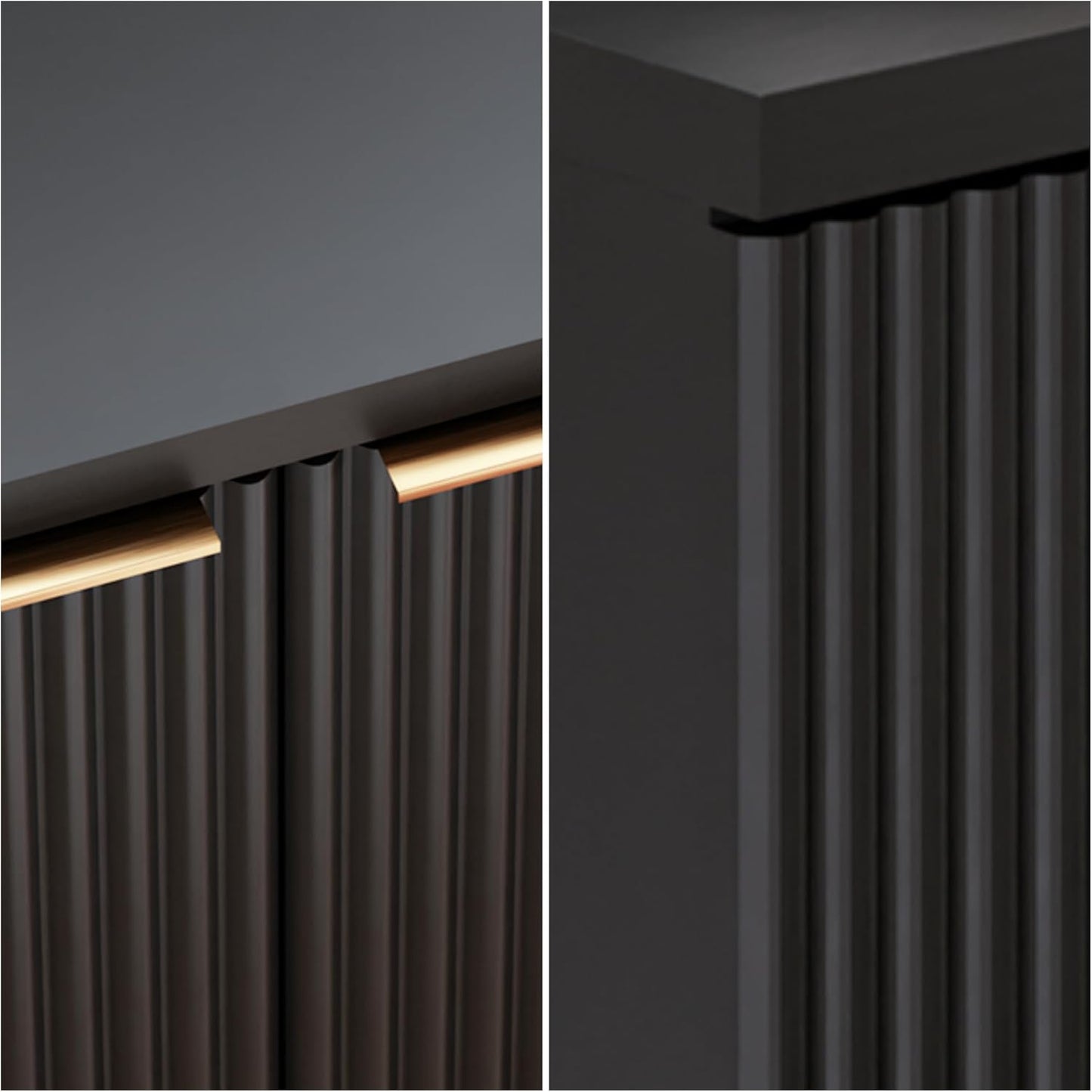 Buffet Cabinet, Sideboard Fluted Cabinet Modern Kitchen Buffet Storage Cabinets with Doors and Shelves, Wood Farmhouse Coffee Bar Station for Entryway & Dining Room & Living Room, Black