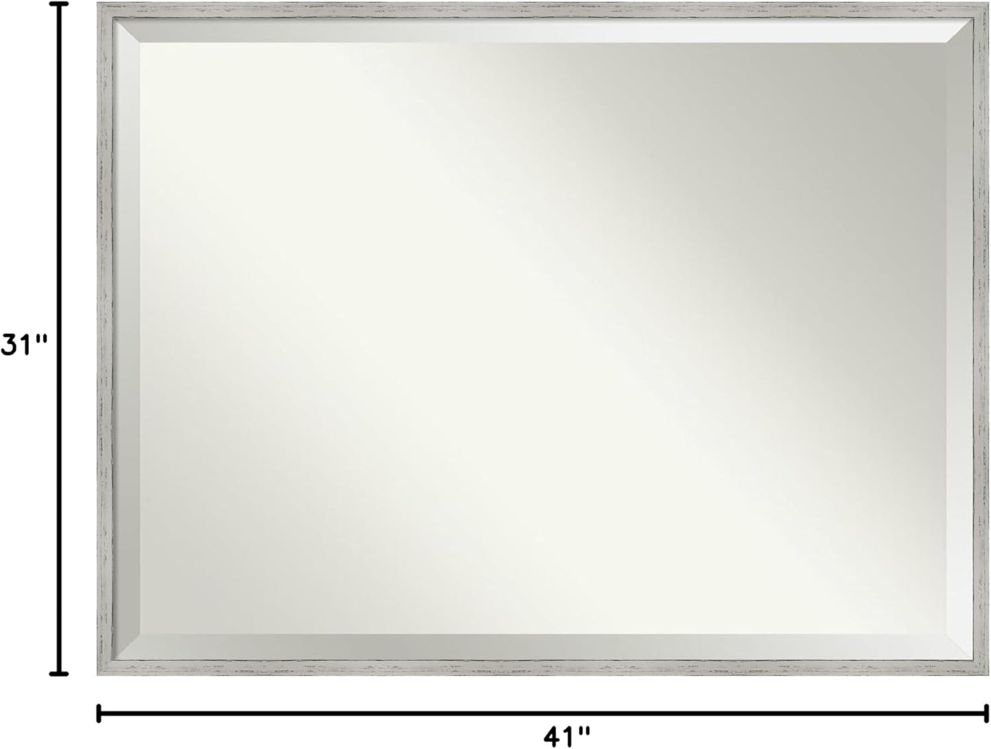 Amanti Art White Bathroom Mirror for Over Sink, 31x41 Shiplap White Narrow Rectangle Vanity Mirror, X-Large Cottage Wood Frame, Hangs Horizonally and Vertically, Bathroom Wall Decor, Beveled Edge