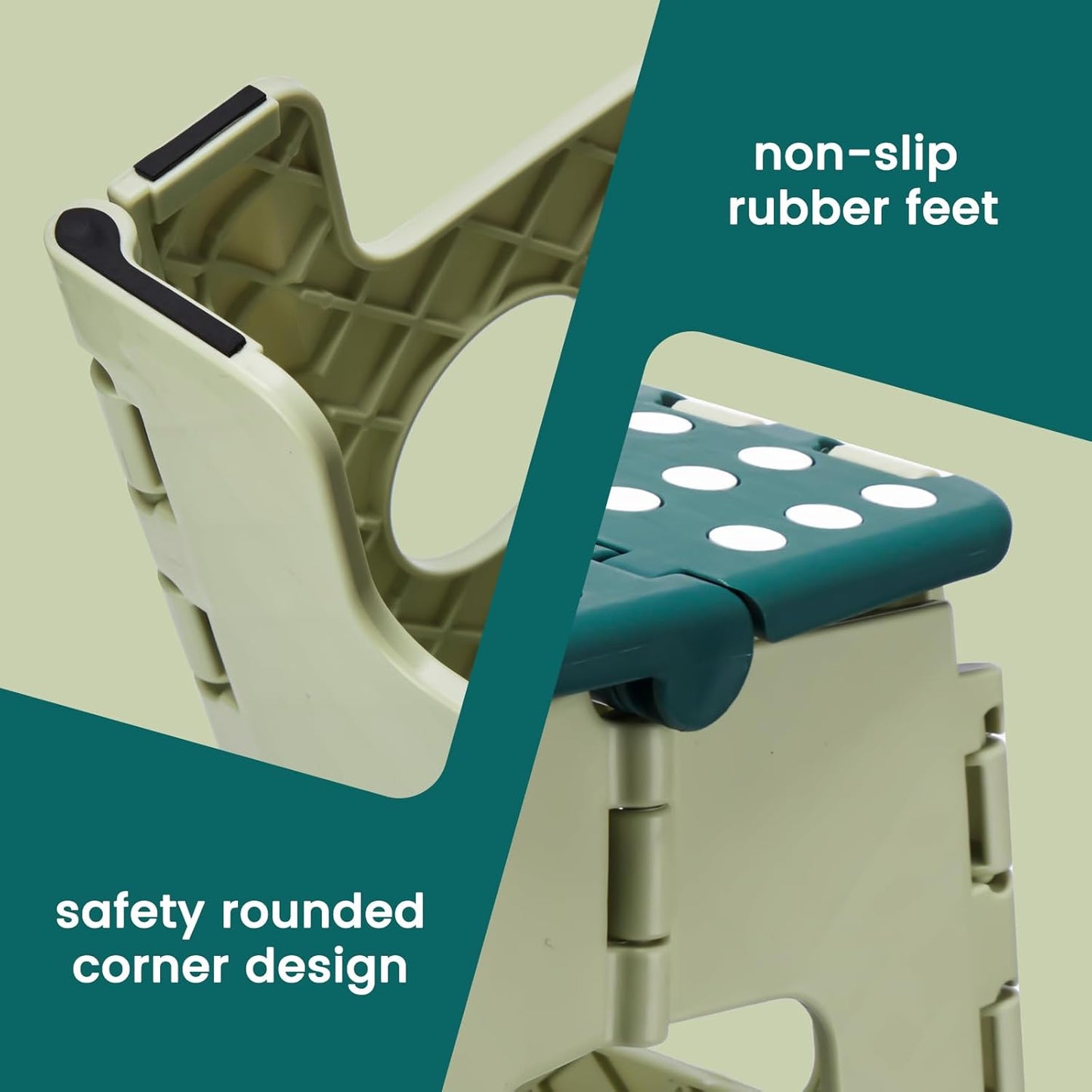 ACSTEP 13 Inch Folding Step Stool,Foldable Step Stools for Kids and Adults 300 LB Capacity, 300 LB Capacit Suitable for Kitchen Fishing,Green