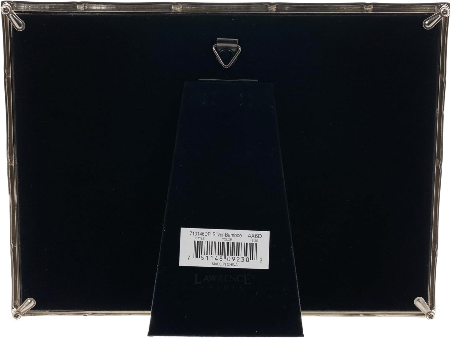 Lawrence Frames 4x6 Double Silver Metal Picture Frame with Bamboo Design