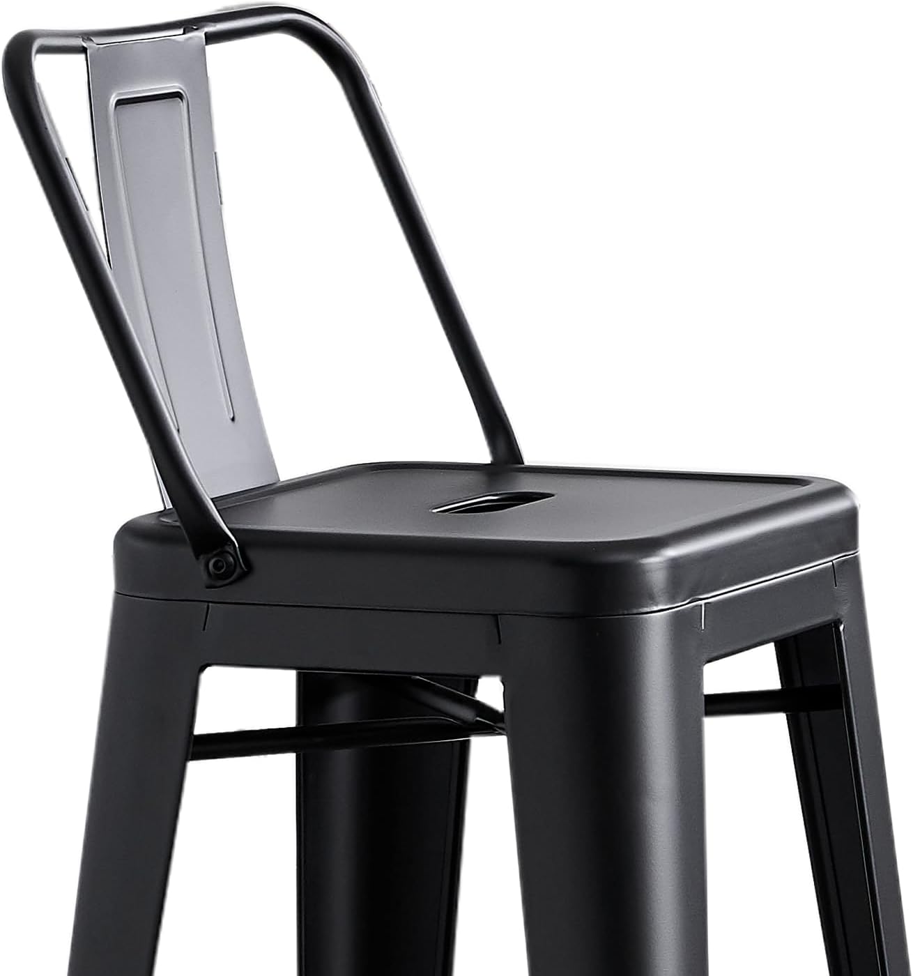 AC Pacific 30” Metal Barstool Set of 4 – Country Rustic Style with Low Back, Lightweight & Sturdy Build, Easy Assembly – Matte Black