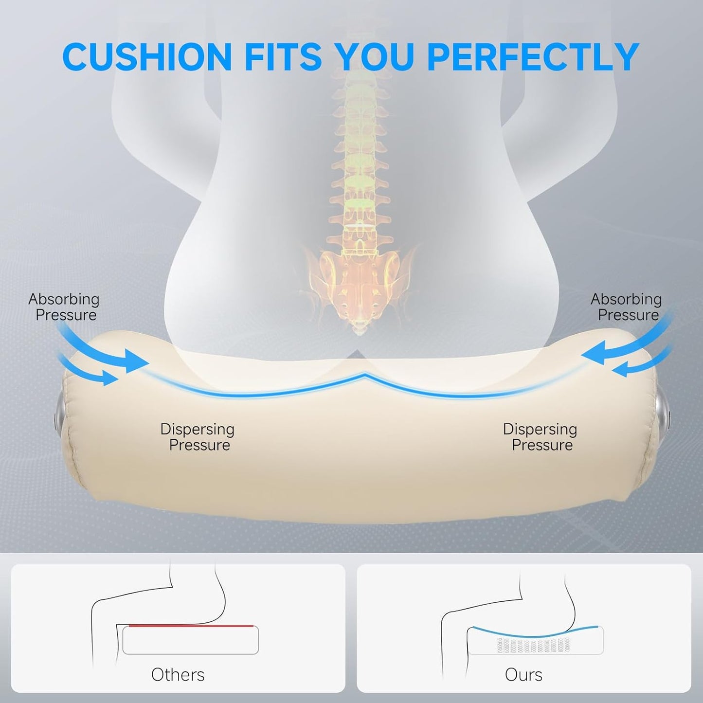 COMHOMA Big and Tall Office Chair, High Back Leather Executive Chair with Pocket Spring Lumbar Support and Flip-up Armrests, Swivel Managerial Office Chair with Adjustable Height, Beige
