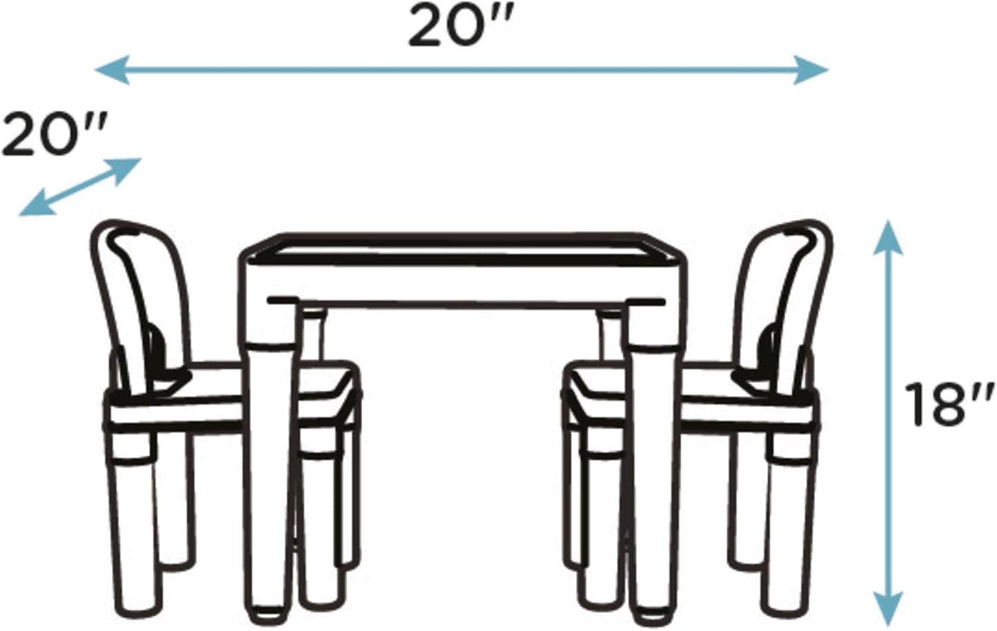 Humble Crew Kids Plastic Table and 2 Chairs Set, Grey Table with Chairs, Lightweight Toddler Activity Table for Ages 3-6, Easy Snap-Together Assembly, Durable Playroom Furniture