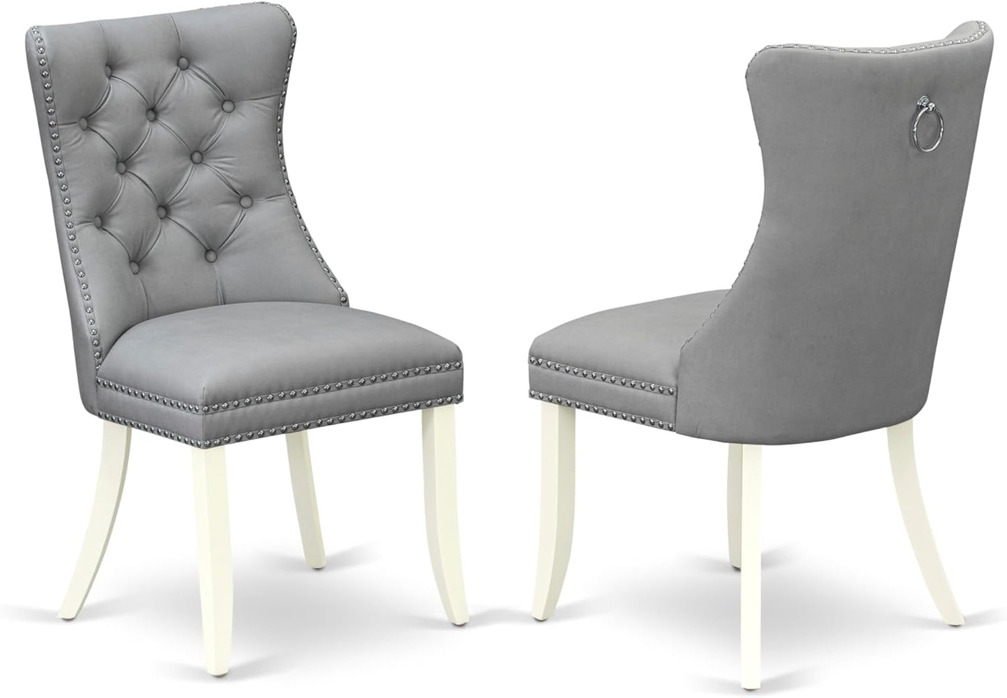 East West Furniture DODA9-LWH-27 9 Piece Modern Dining Table Set Includes a Rectangle Kitchen Table with Butterfly Leaf and 8 Polyester Fabric Upholstered Chairs, 42x78 Inch, Linen White