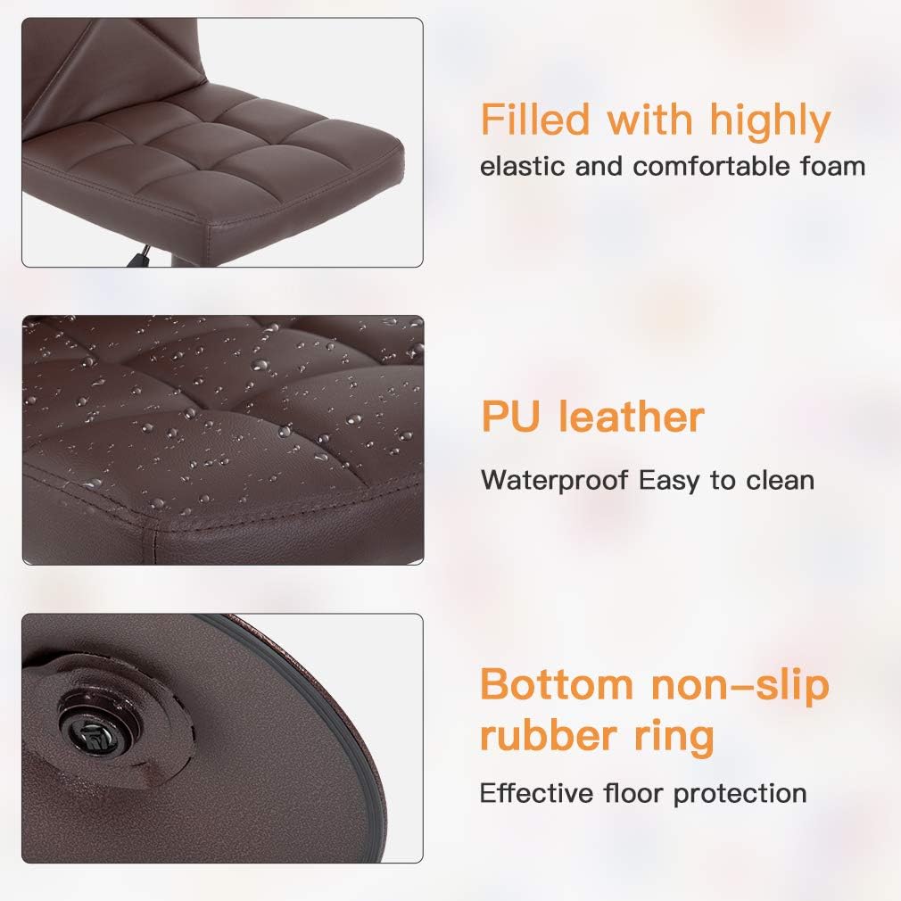 BestOffice Bar Stools Set of 2, PU Leather Swivel Bar Stools Kitchen Counter Height Bar Chairs with Hydraulic Adjustable for Kitchen, Dining Room and Restaurants