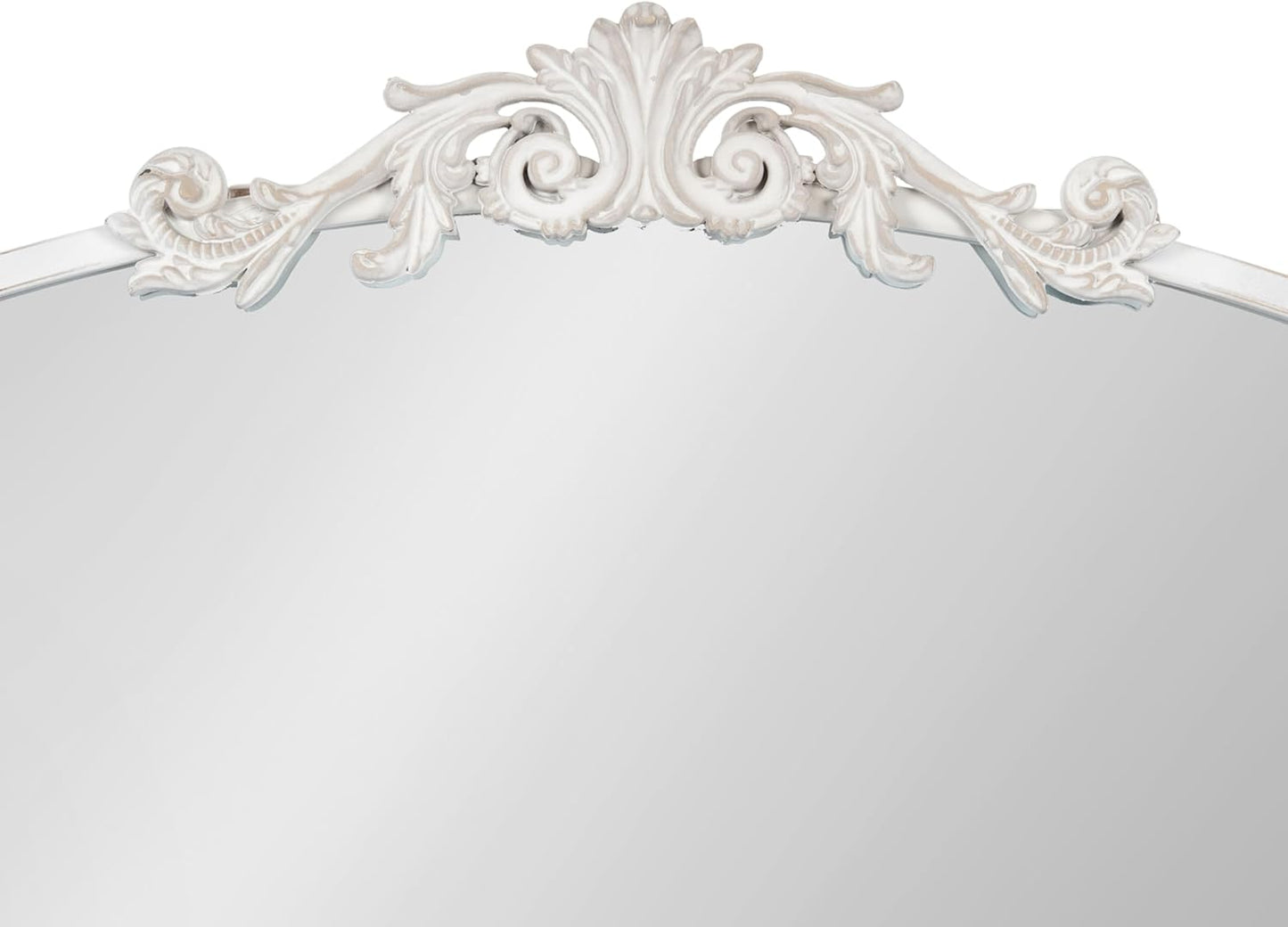 Kate and Laurel Arendahl Ornate Traditional Arched Mirror; 36 x 29; White; Decorative Baroque Style Arched Wall Mirror with Wide Frame and Ornamental Crown