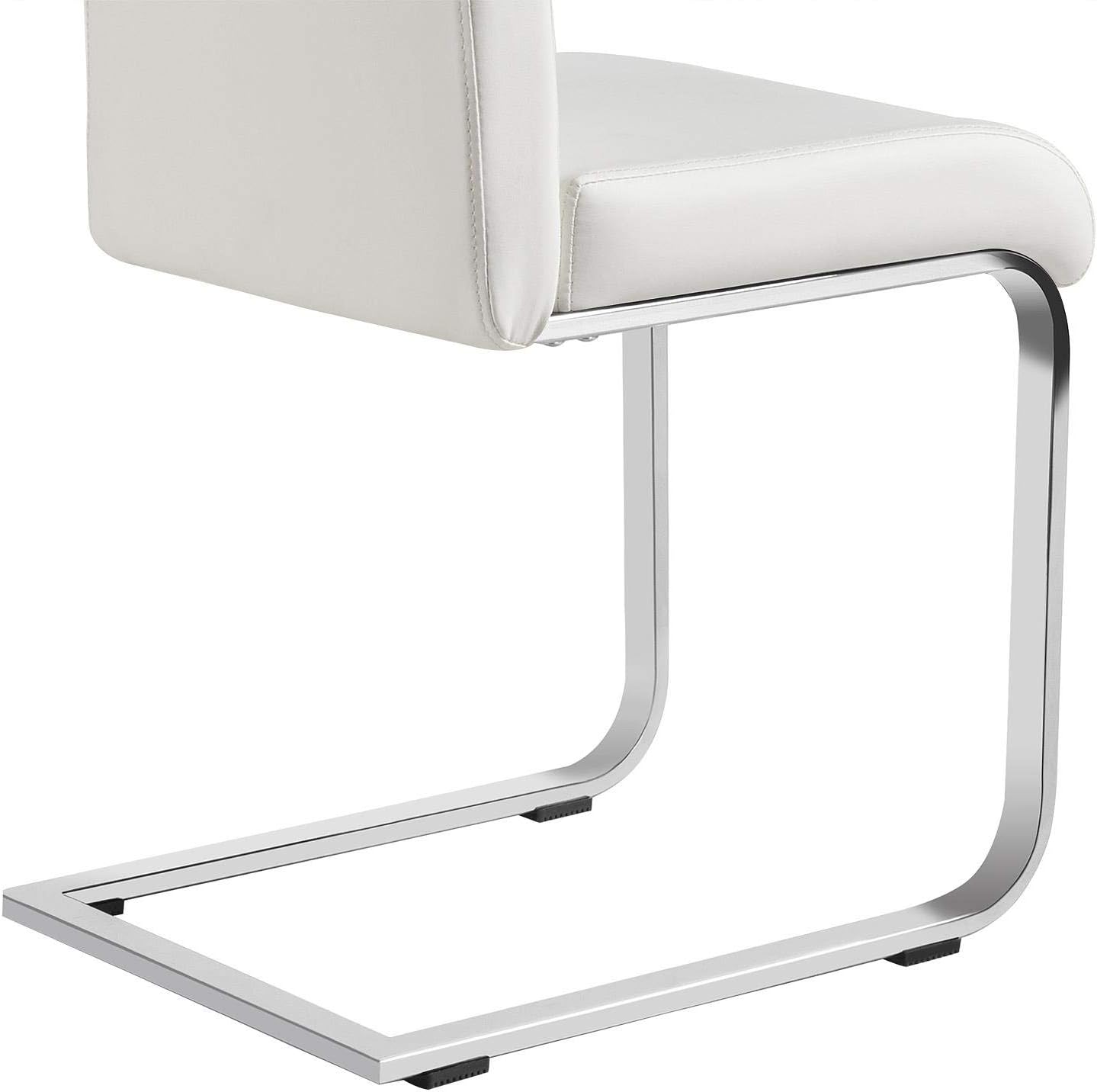 Yaheetech Dining Chairs Set of 6 Modern Faux Leather Upholstered Dining Room Chairs with High Back and Metal Chrome Legs for Kitchen/Living Room/Restaurant, White