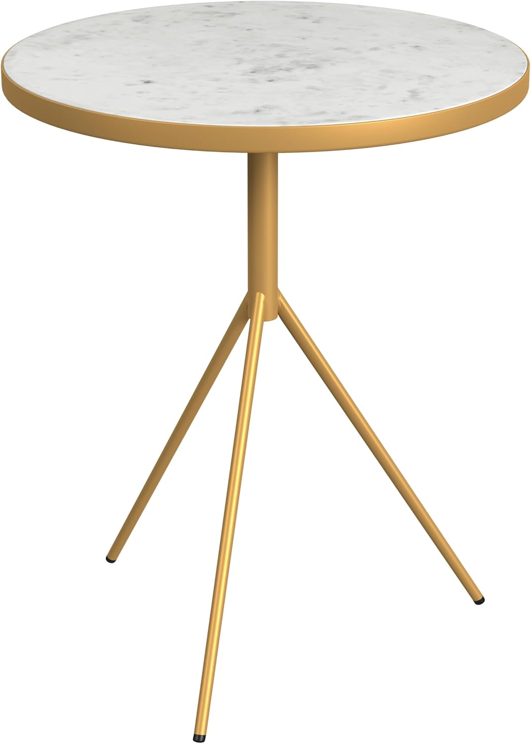 HomePop Marble Top End/Side Round Table with Gold Base