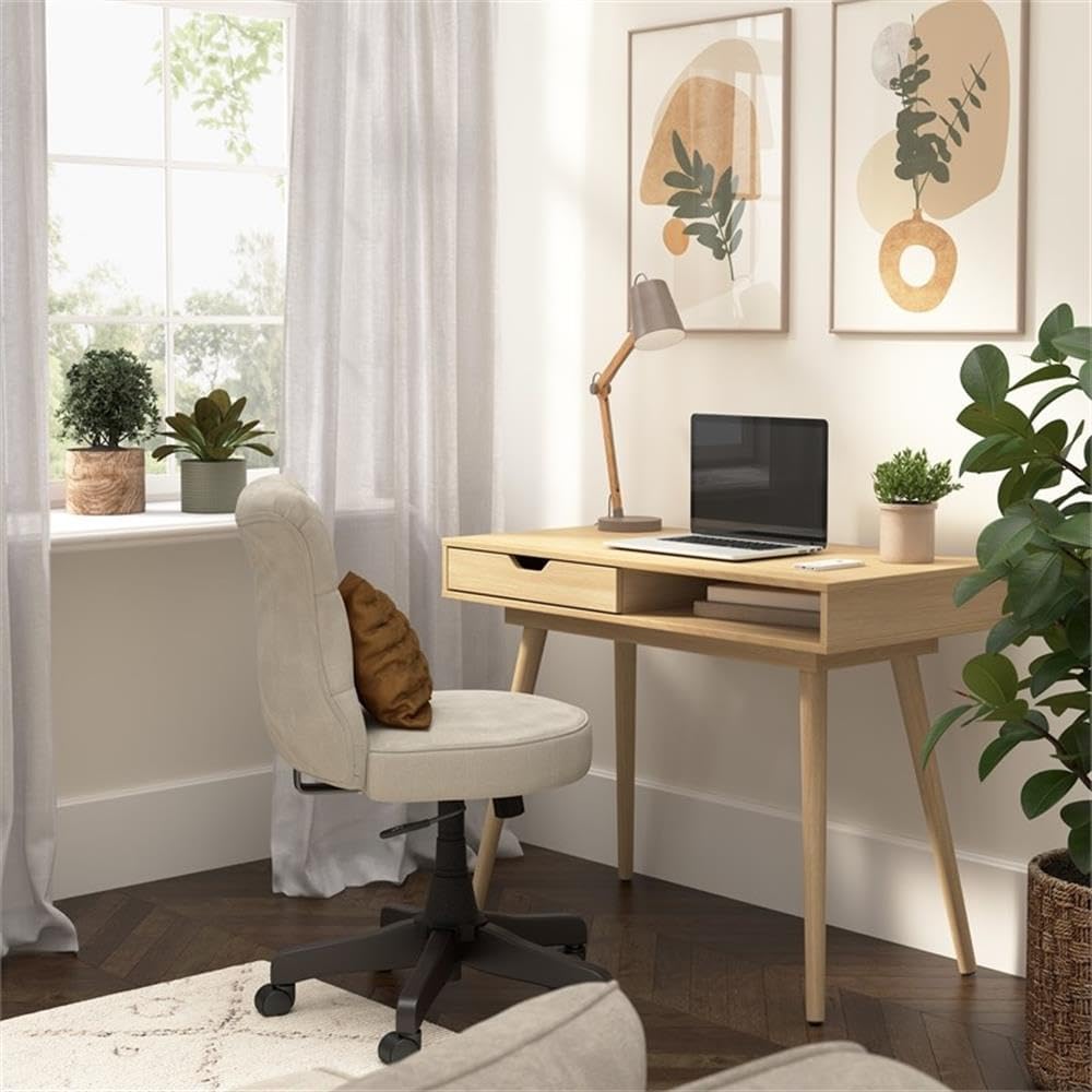 Bush Furniture Nora 40W Writing Desk in Natural Oak | Computer Table for Home Office Workspace or Entryway