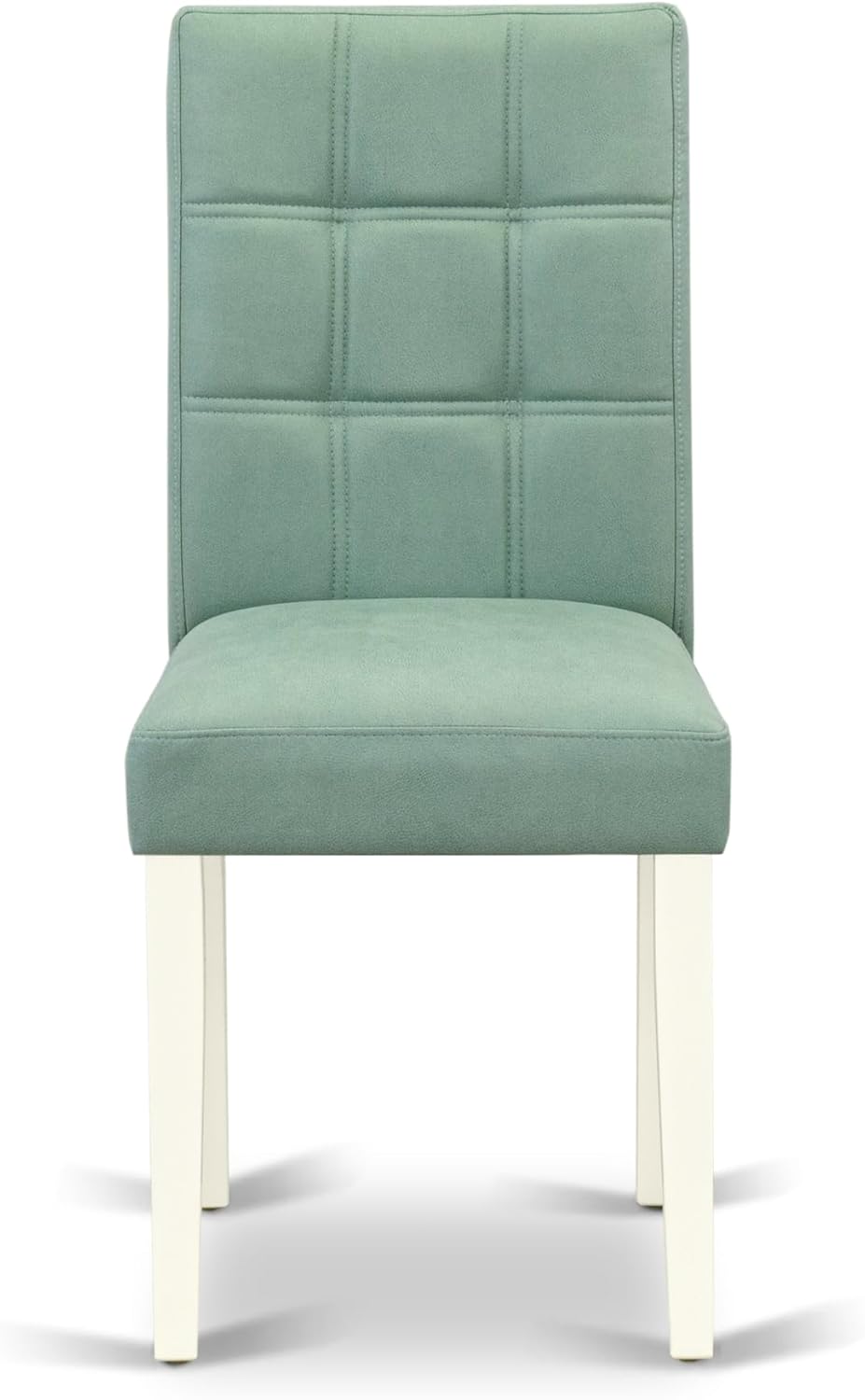 East West Furniture DLAS3-WHI-43 3 Piece Modern Dining Set contain A Wood Dining Table and 2 Willow Green Polyester Fabric Mid Century Chairs, Linen White