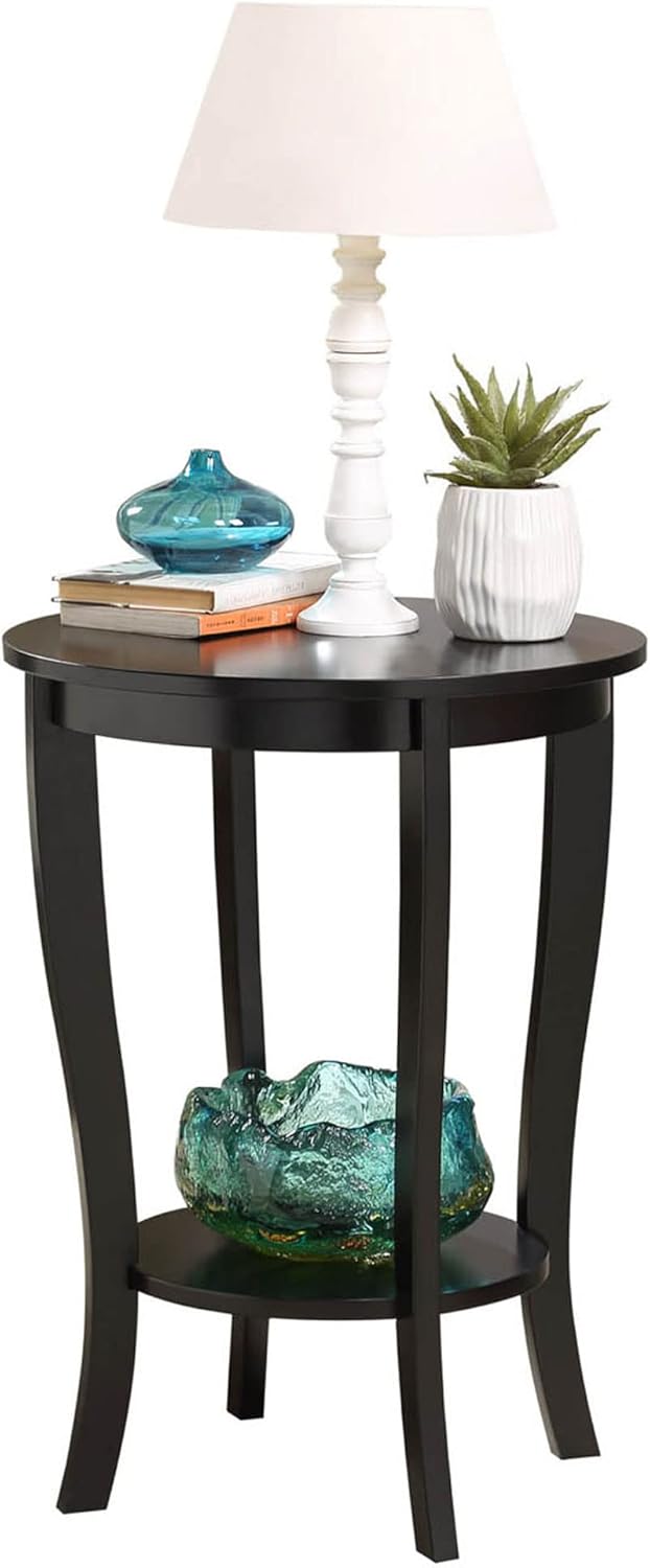 Convenience Concepts American Heritage Round End Table, Black