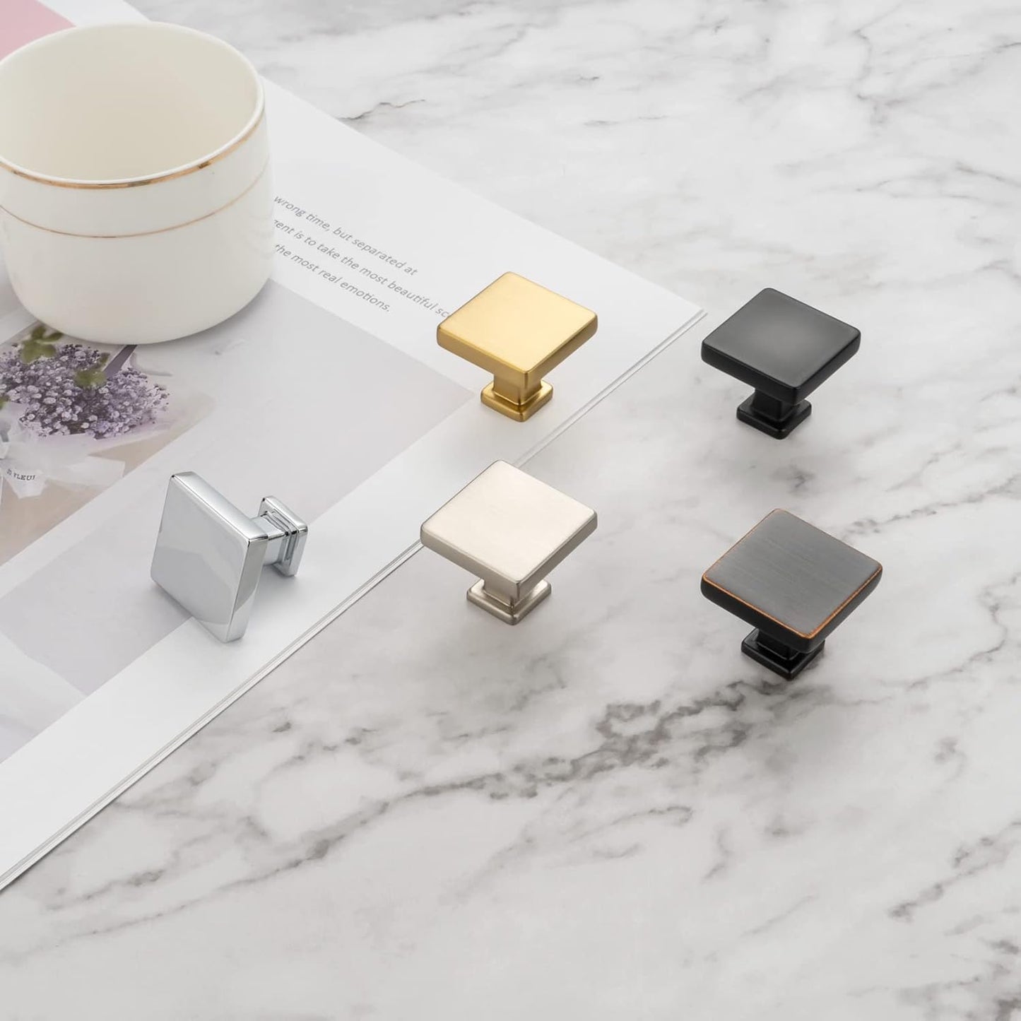 KOOFIZO 20 Pack Black Cabinet Knobs Matte Black Drawer Knobs K08 Square Single Hole Cabinet Pulls for Cabinets Drawer Dresser Cupboard Bedroom Closet Bathroom Vanity