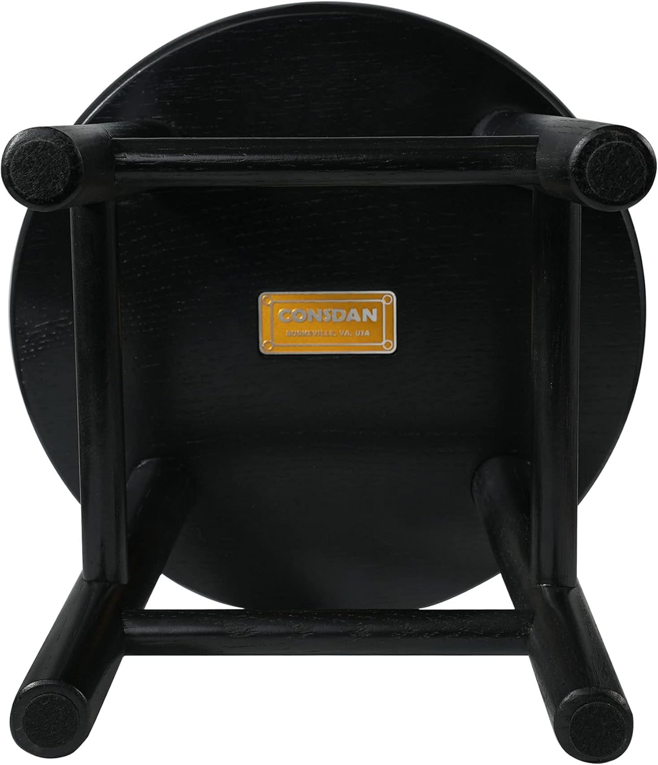 CONSDAN 9-Inch Round Step Stool for Adults & Kids, USA Grown Solid Oak Hardwood, Sturdy Small Foot Stool for Kitchen, Bedroom, Bathroom, Shoe Changing, Plant Stand, Fully Assembled (Black)