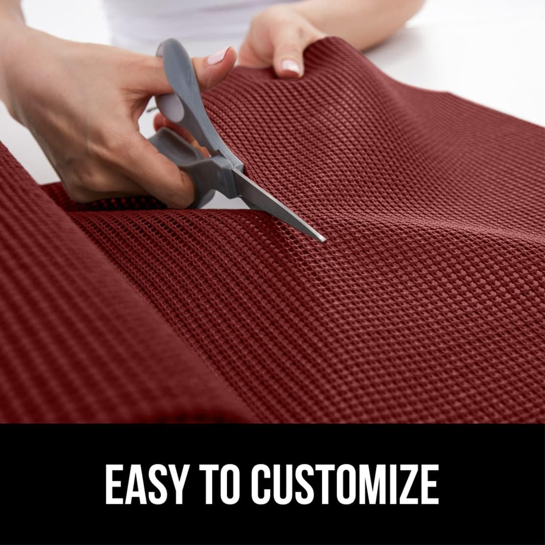 GORILLA GRIP powerGRIP Drawer Shelf and Cabinet Liner, Thick Strong Hold, Non-Adhesive Liners Protect Kitchen Cabinets and Cupboard, Bathroom Drawers, Easy Install, Breathable Mat, 12" x10', Red