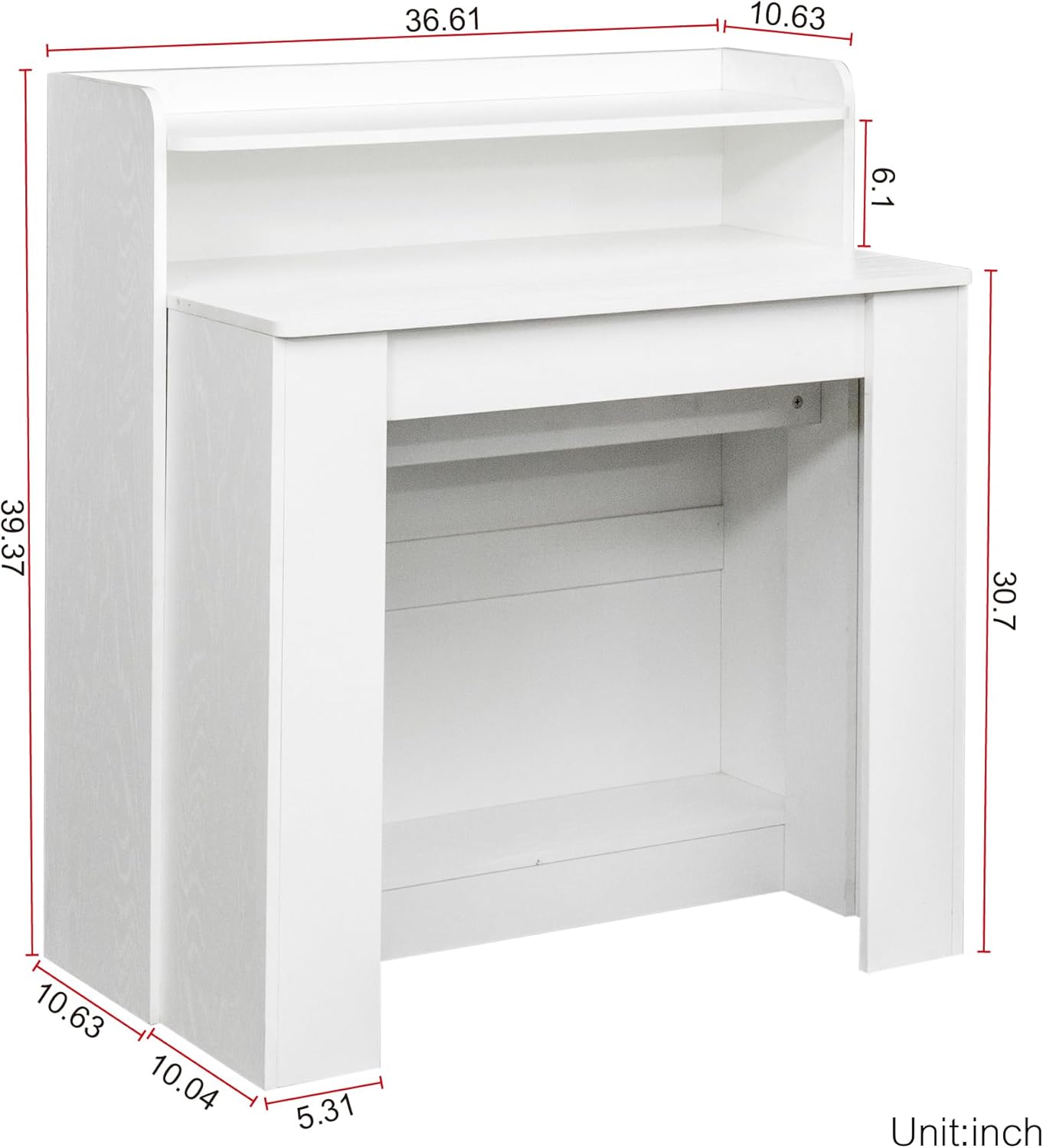 118" Extendable Dining Table for 6-10 Person, Wooden Folding Narrow Dining Room Table, Farmhouse Extendable Console Table for Gatherings, Meeting, Dining Office Areas White