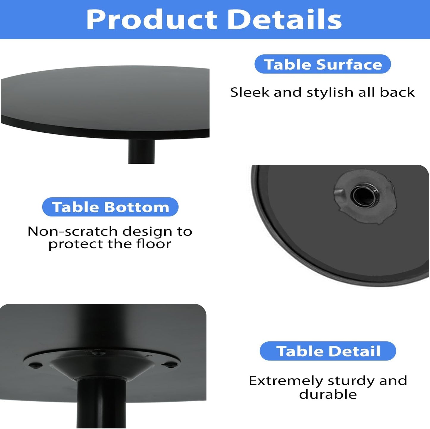 FDW Modern Bar Table 2 Set 40" Height Kitchen Dining Table Round Pub Table Hydraulic Dining Room Home Kitchen Table Bar Top Table Tall Table