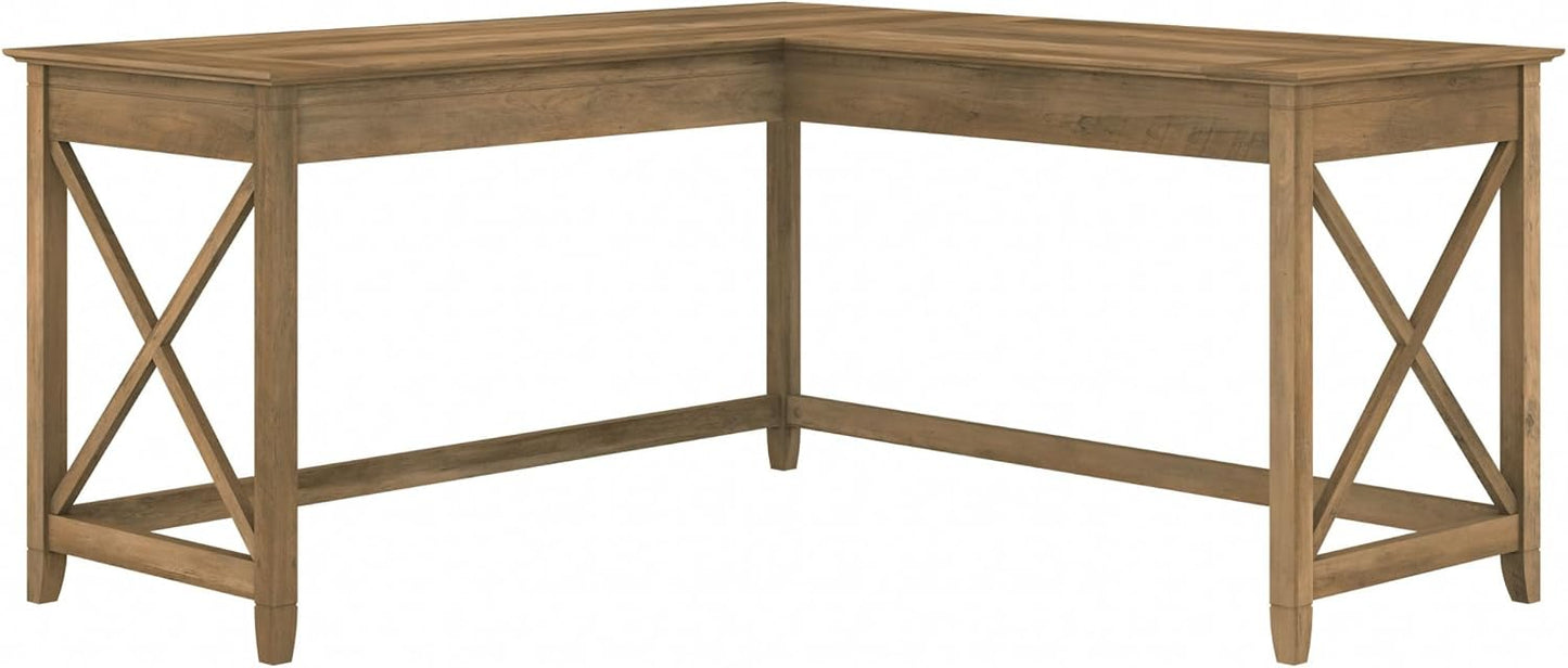 Bush Furniture Key West 60W Modern Farmhouse L Shaped Desk in Reclaimed Pine | 60-Inch Corner Table for Home Office