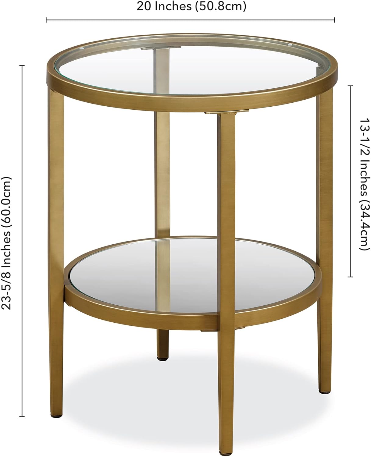 Henn&Hart Hera Side Table, 20" Wide, Gold