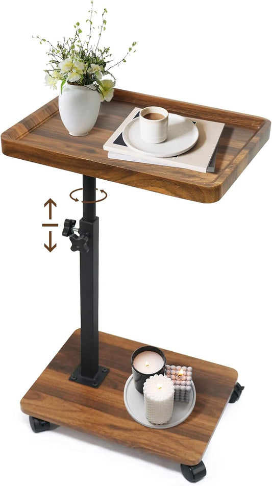 C Table Side Table End Table Adjustable Height,C Shaped End for Couch,Snack Tables,360°Swivel TV Tray Sofa Table, for Small Spaces,Side Tables Living Room and Bedroom for Sofa, Bed,Chair