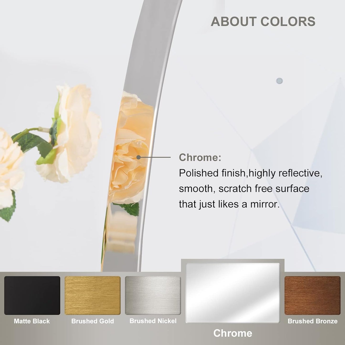 ANDY STAR 36" Chrome Round Mirror, Round Chrome Mirror, Polished Silver Large Vanity Mirror Metal Framed for Living Room, Dining Room, Fireplace