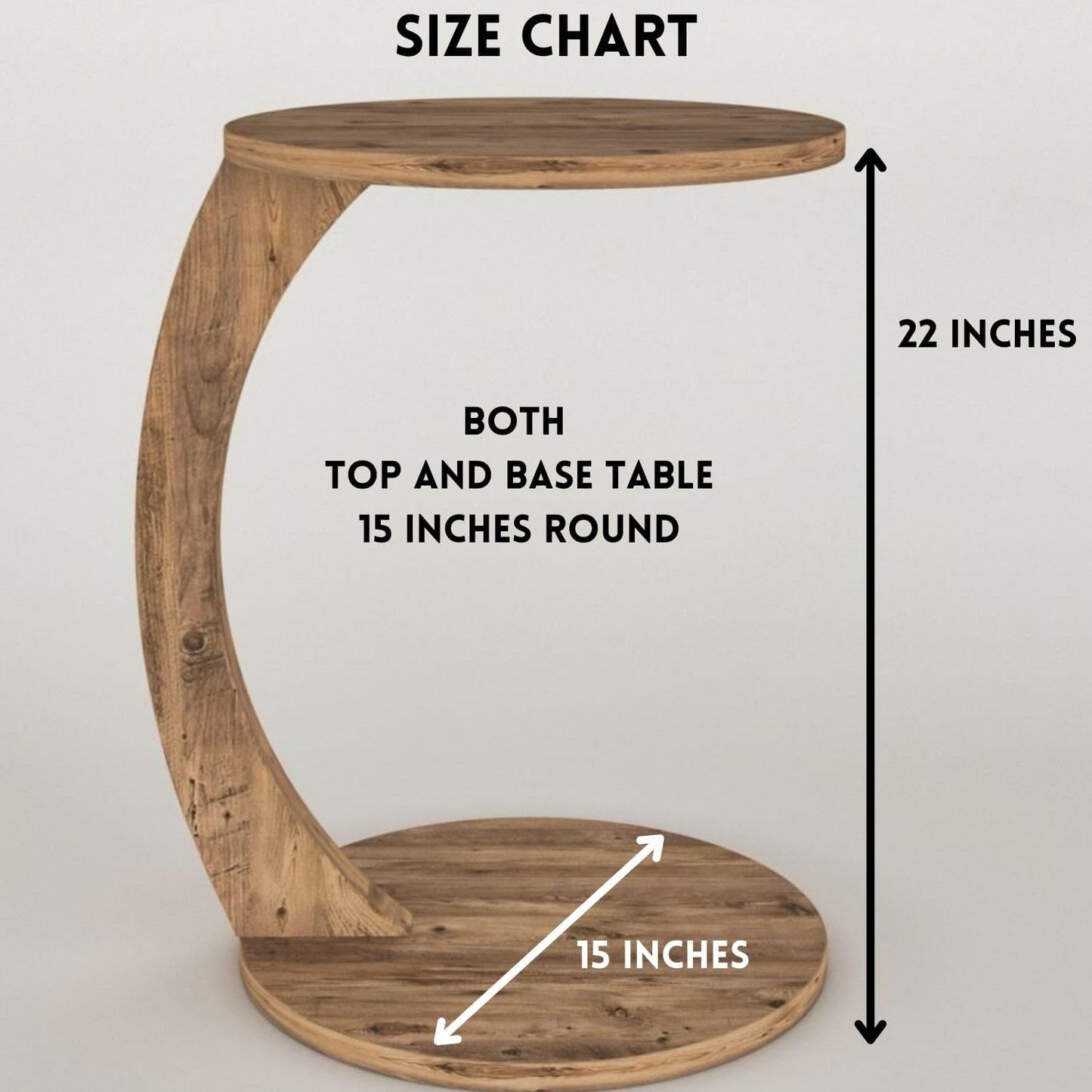 C Shaped End Table for Couch Small Places, Space Saver Round Side Table for Sofa and Bedside with Wheels, Coffee and Eating Snack Time Tray for Living Room, Office (Natural)