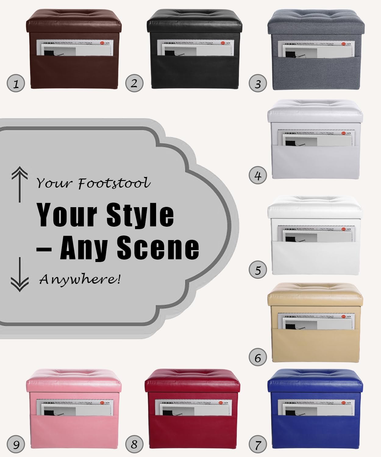 Ottoman Storage Ottoman Foot Rest Stool Foldable Bench with Storage Student Dormitory Bedroom and Entryway 17 X 13 X 13