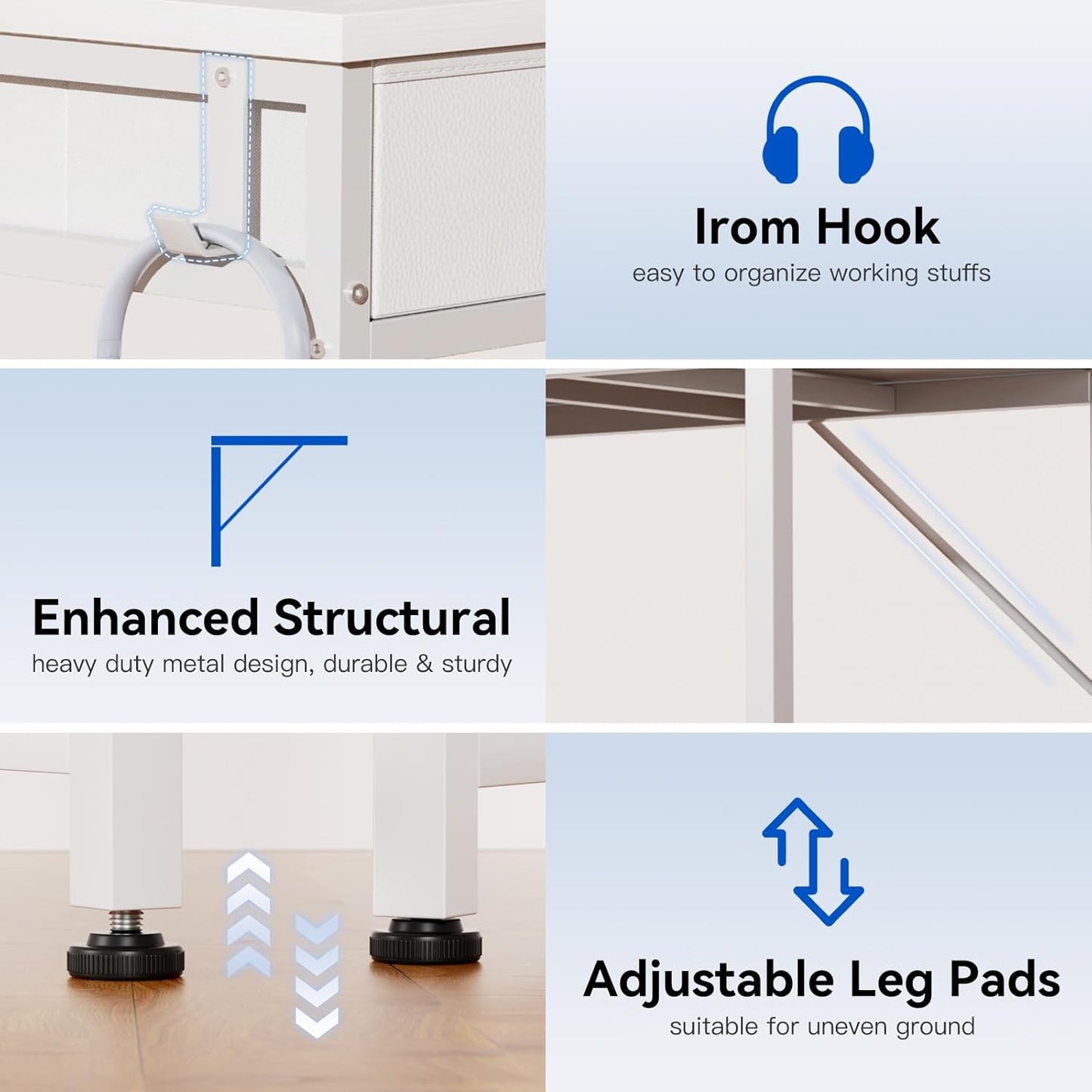 Casaottima 32 Inch Small Office Computer Desk with 2 Drawers & Headphone Hook - Compact Writing Desk for Home Office, Study or Work, Modern Space-Saving Design for Small Spaces, White