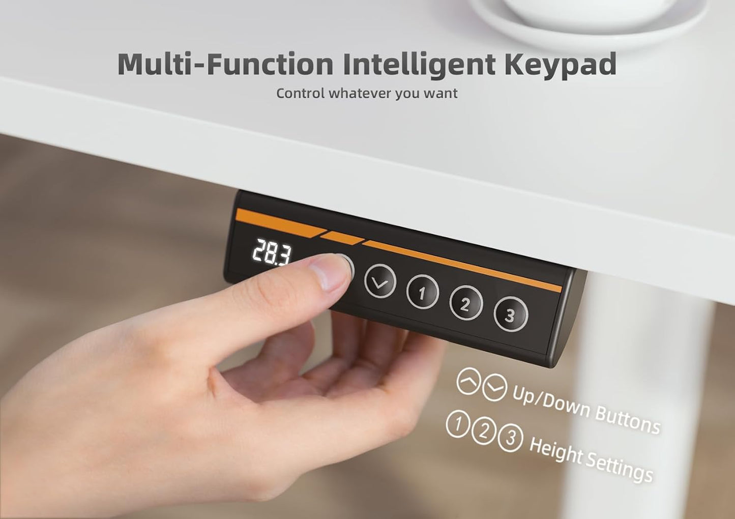 YDN Electric Standing Desk, 40x24 Inch Adjustable Height Stand up Desk, Sit Stand Home Office with Splice Board, White