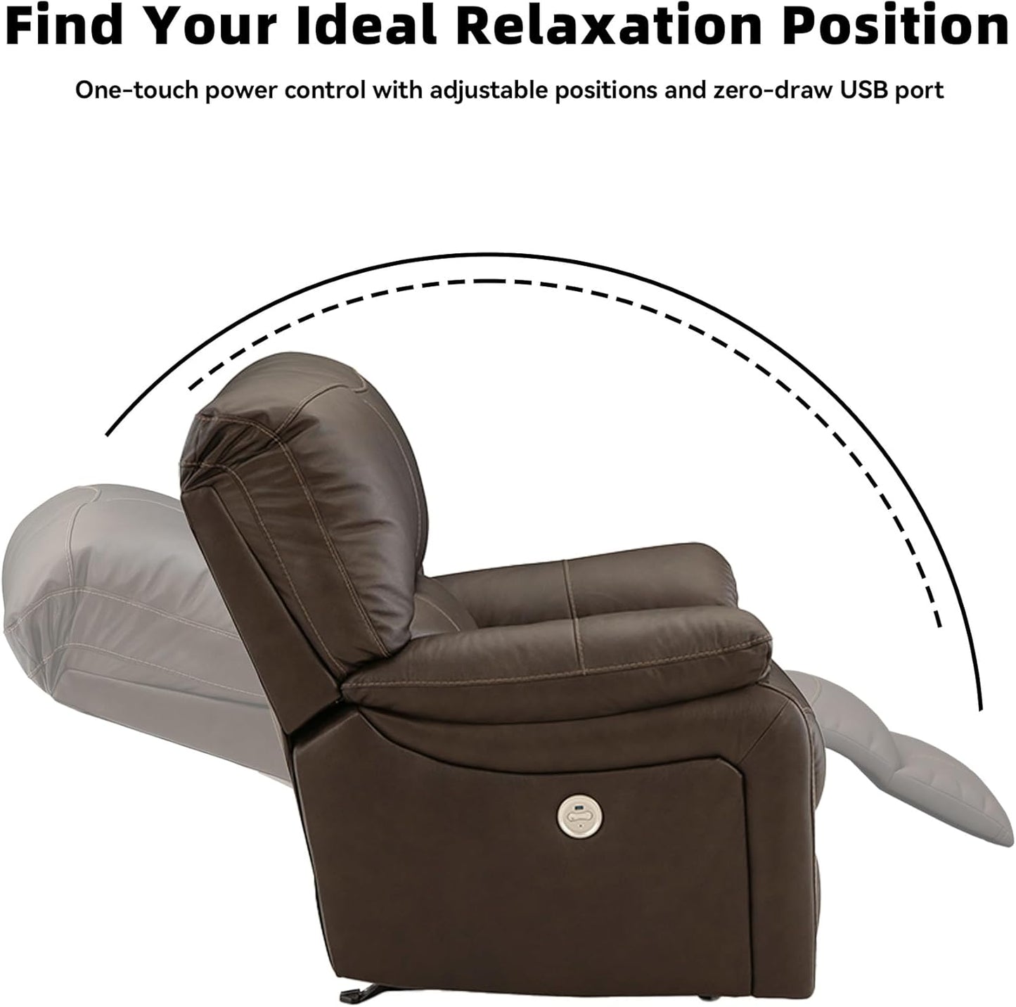 Signature Design by Ashley Leesworth Modern Leather Match Power Reclining Sofa with USB Ports, Dark Brown