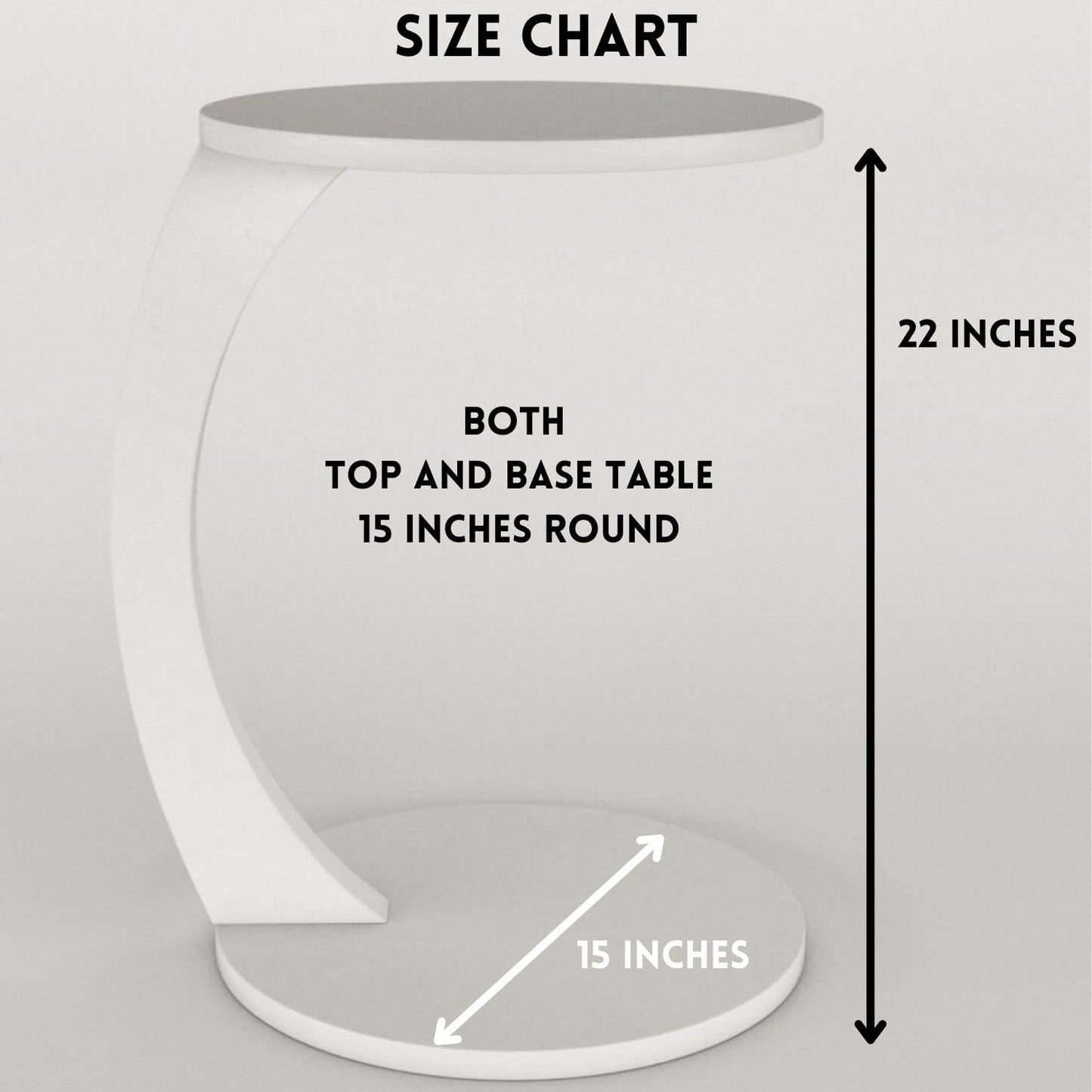 C Shaped End Table for Couch Small Places, Space Saver Round Side Table for Sofa and Bedside with Wheel, Coffee and Eating Snack Time Tray for Living Room, Office (White)